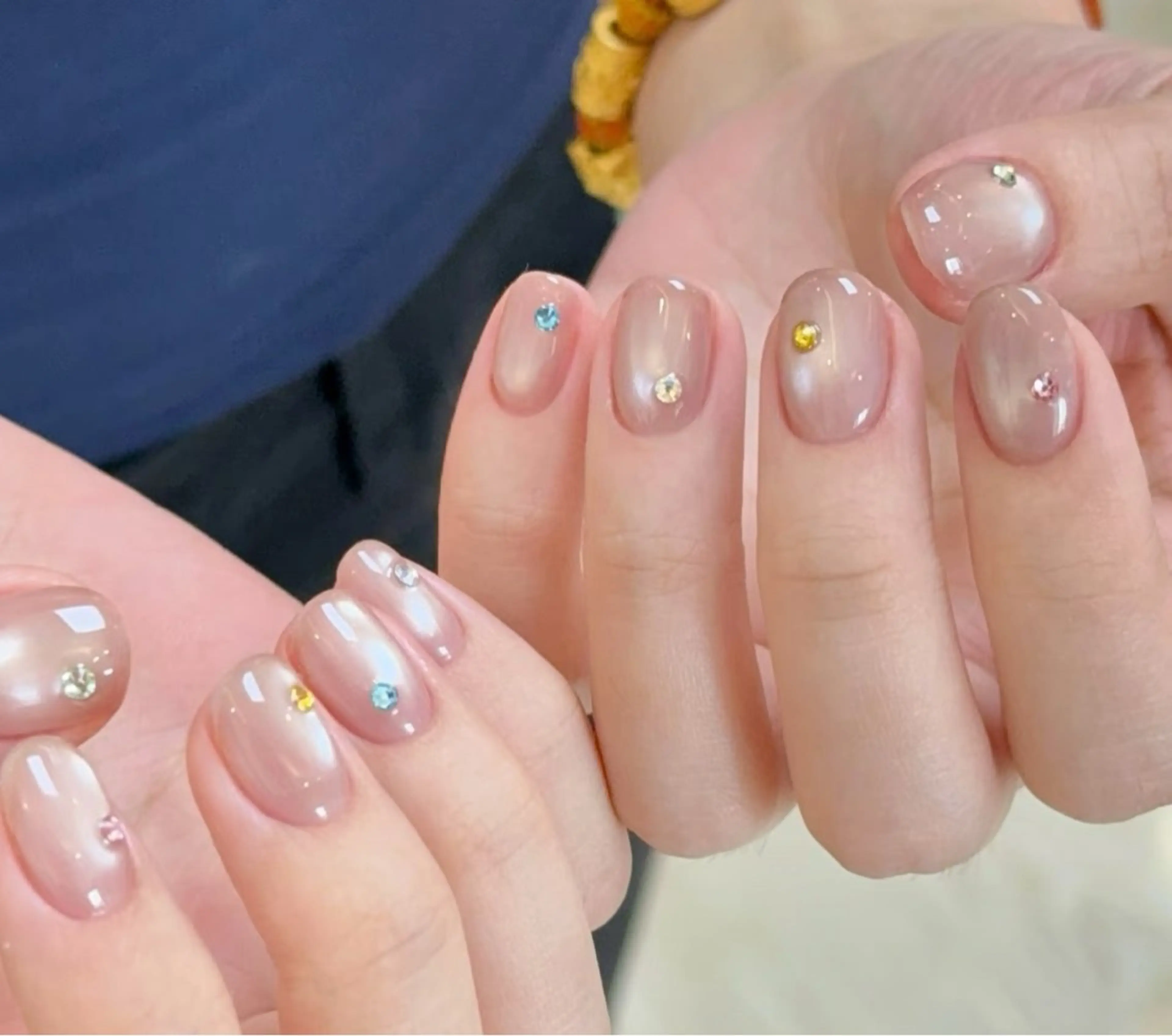 ネイル アートネイル オーロラネイル チークネイル フレンチネイル ガラスフレンチ ハンドネイル 🎀🎀YooLi Nail Salonのネイルデザイン