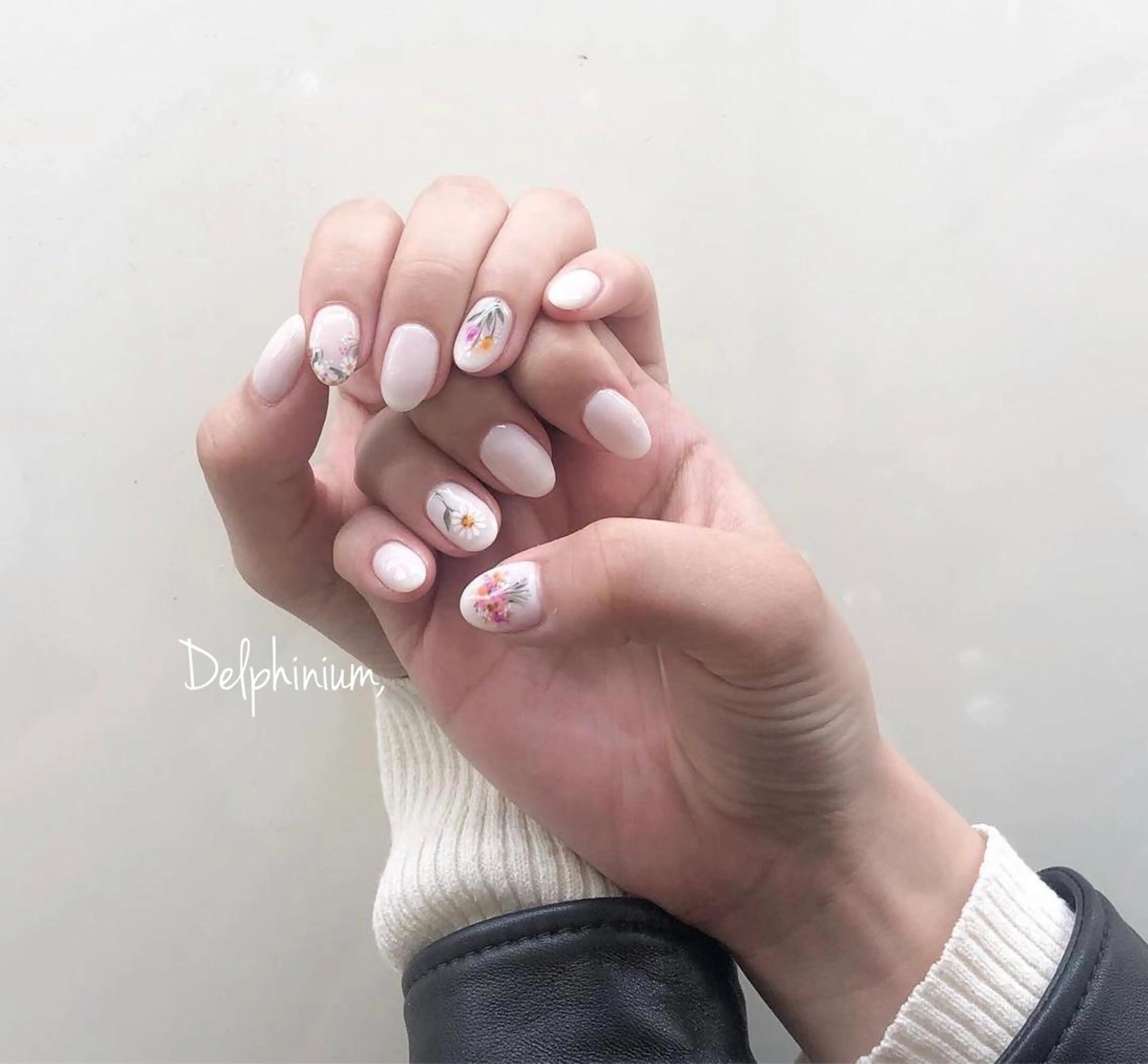 ネイル アートネイル 桜ネイル ミラーネイル 持ち込み ニュアンスネイル 岡本 友恵のネイルデザイン