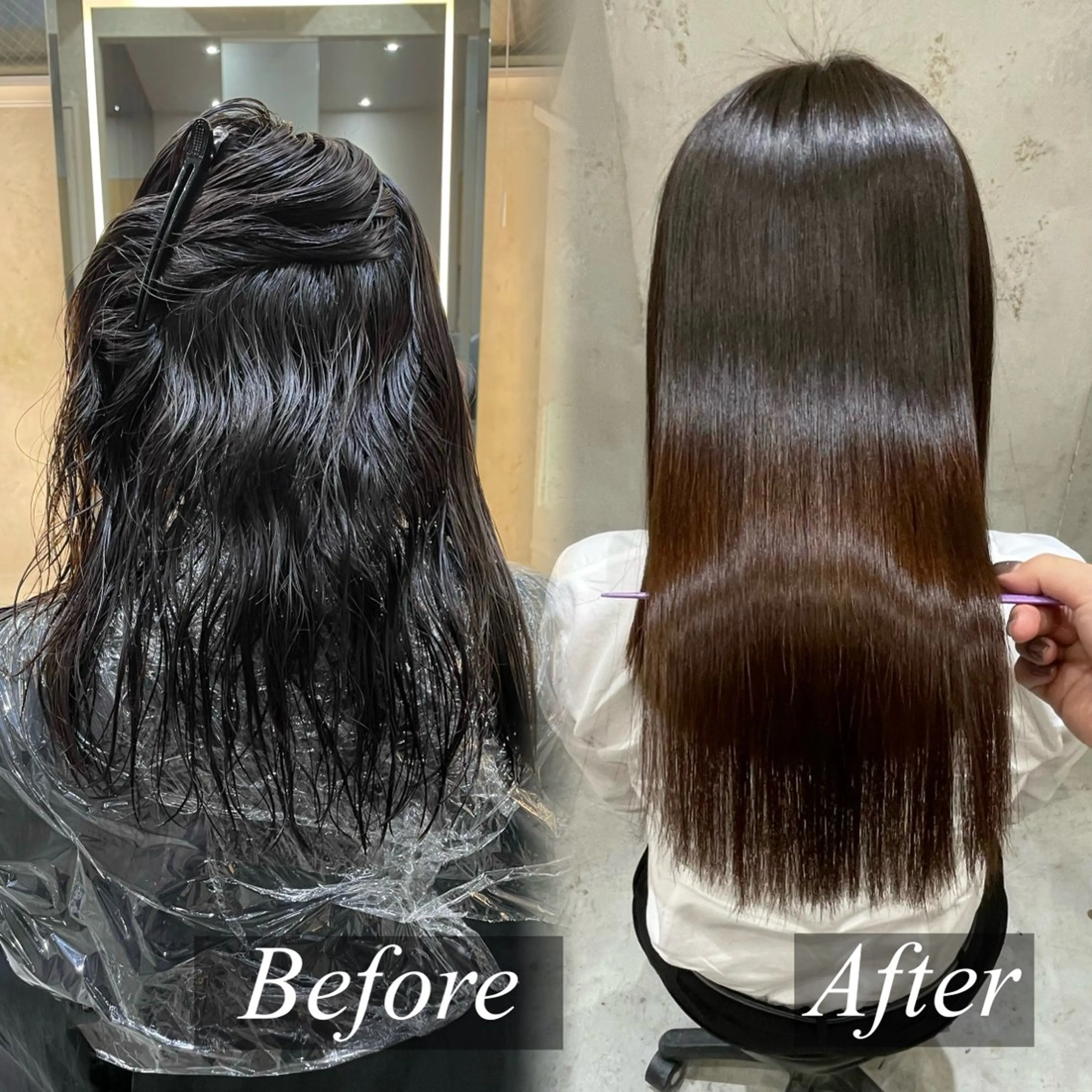 【25日26日限定🦋】艶髪縮毛矯正➕韓国風レイヤーカット➕透明感カラー➕スチームトリートメント💎の写真