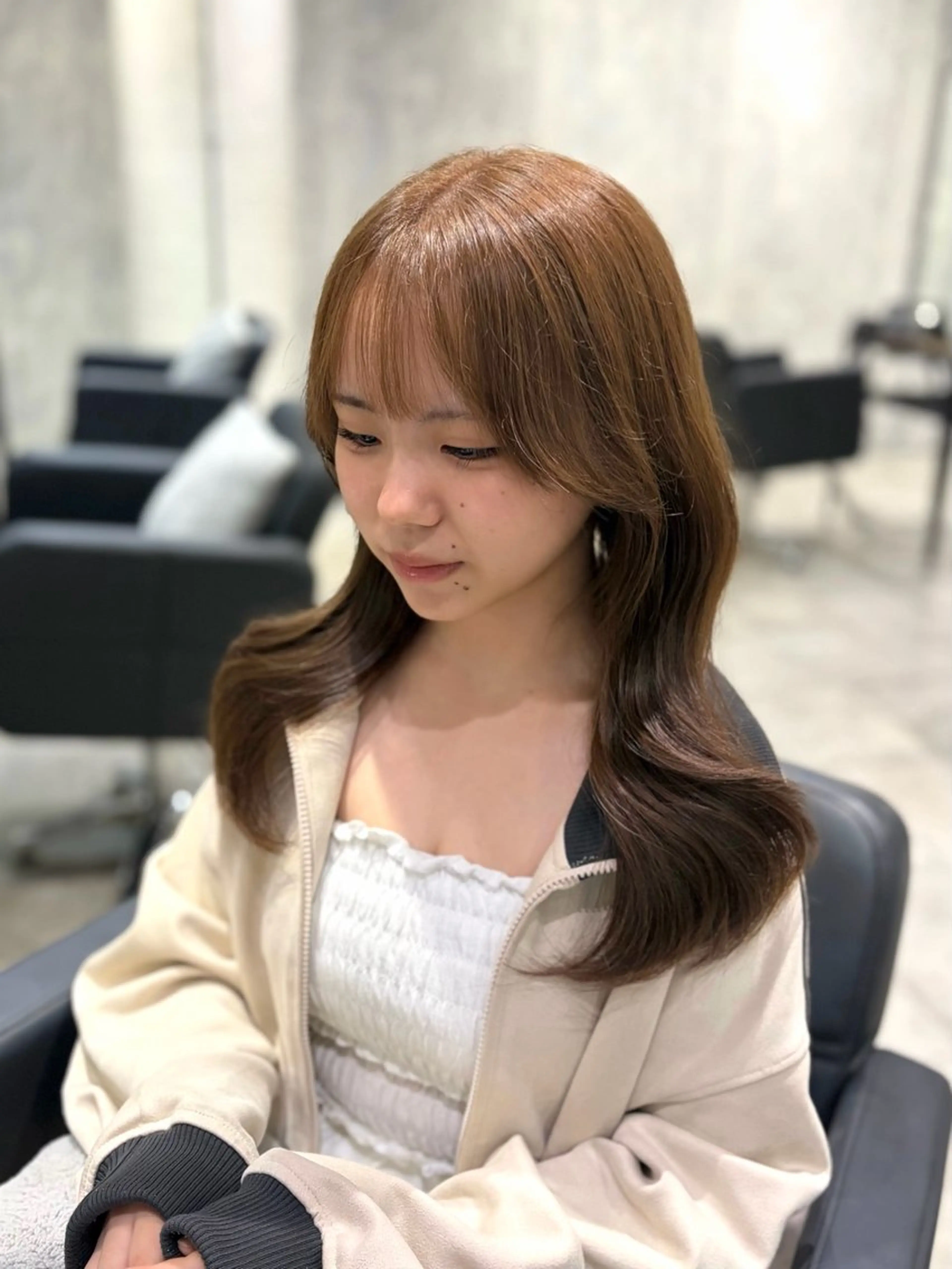 ロング カラー 透明感カラー カット ヘアカラー トリートメント shiori/透明感 /顔周り/髪質改善のヘアスタイル