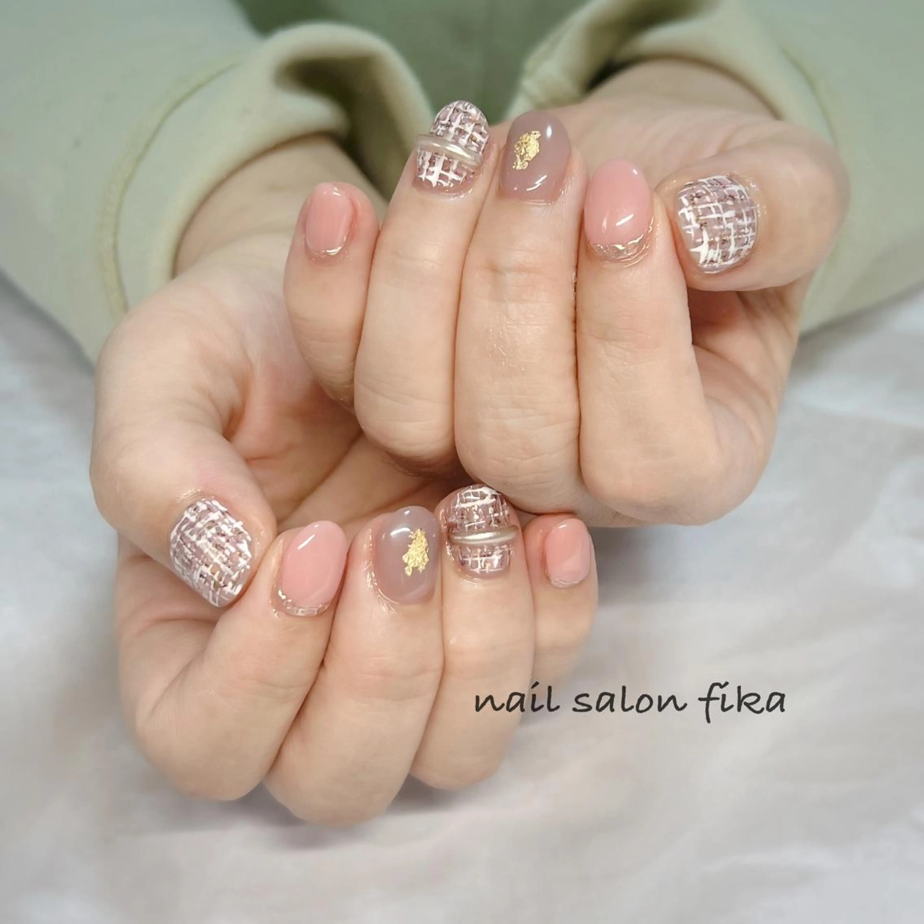 ネイル ツイードネイル ハンドネイル nail salon fikaのネイルデザイン