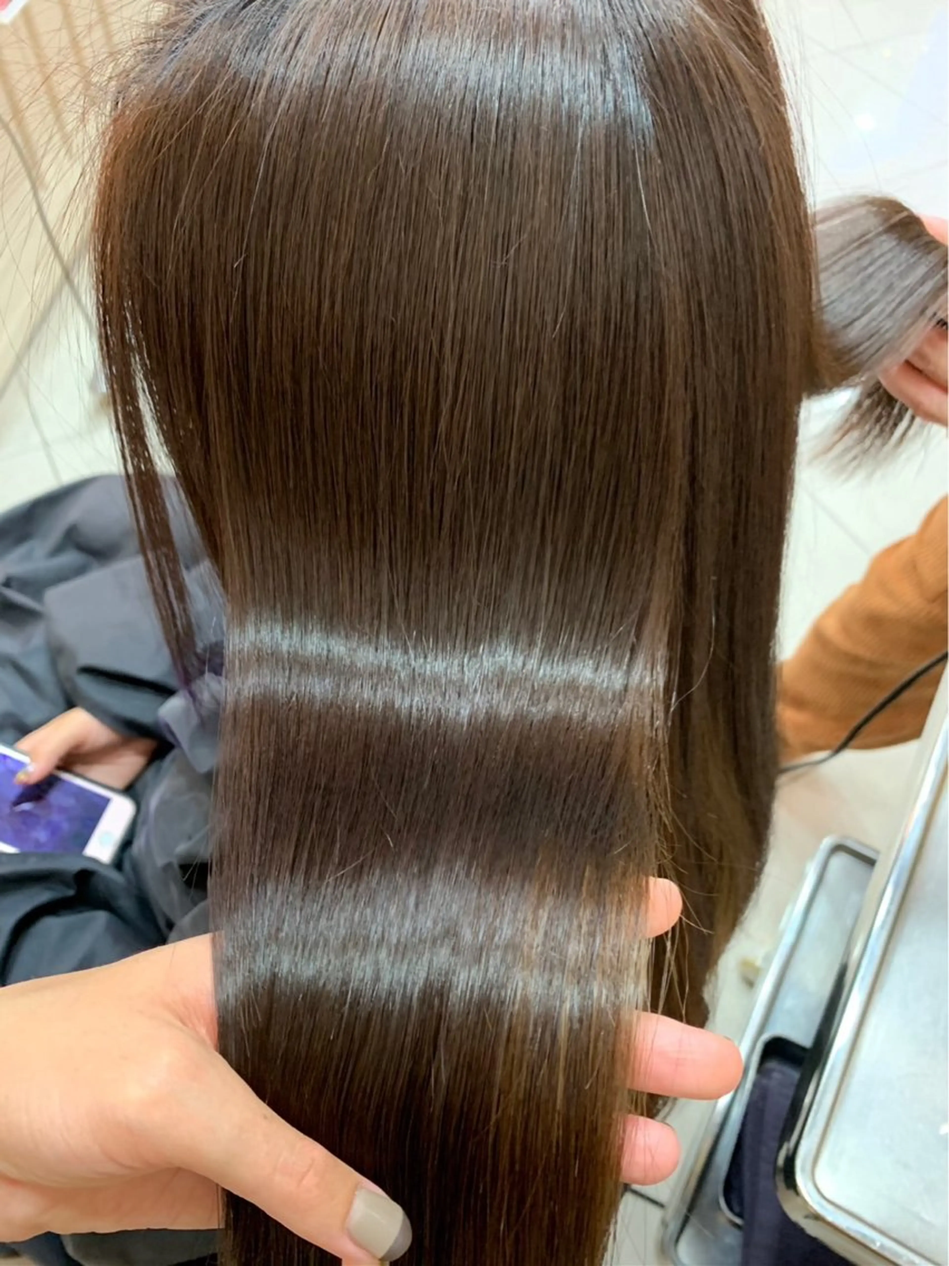 セミロング 髪質改善 韓国風ヘア トリートメント トリートメント 横浜パーマ🌐 暖色カラー🍒もえかのヘアスタイル