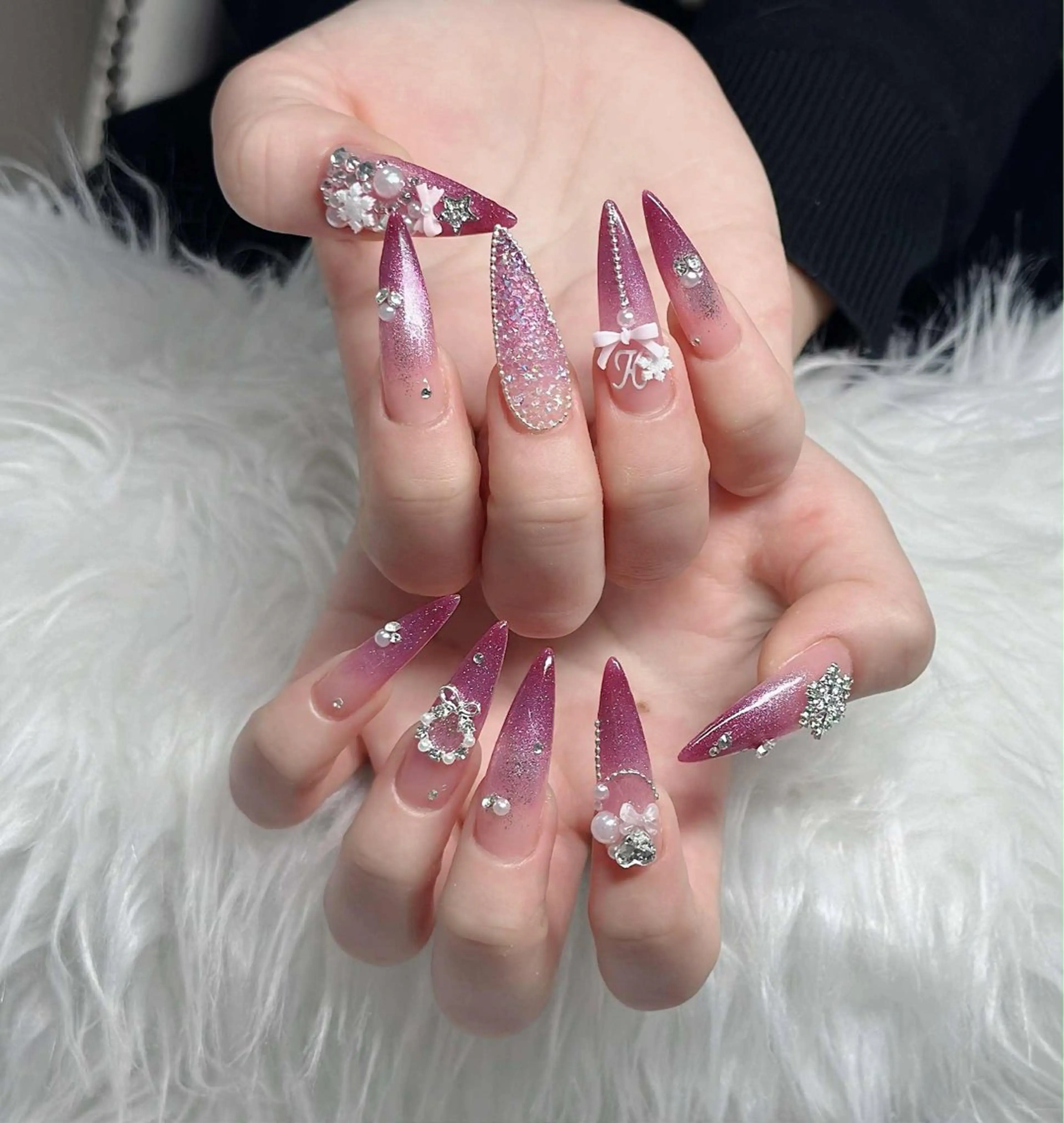 ネイル フレンチネイル ジェルネイル ガラスフレンチ ハロウィン ハート ハンドネイル H.baby Nail Salonのネイルデザイン