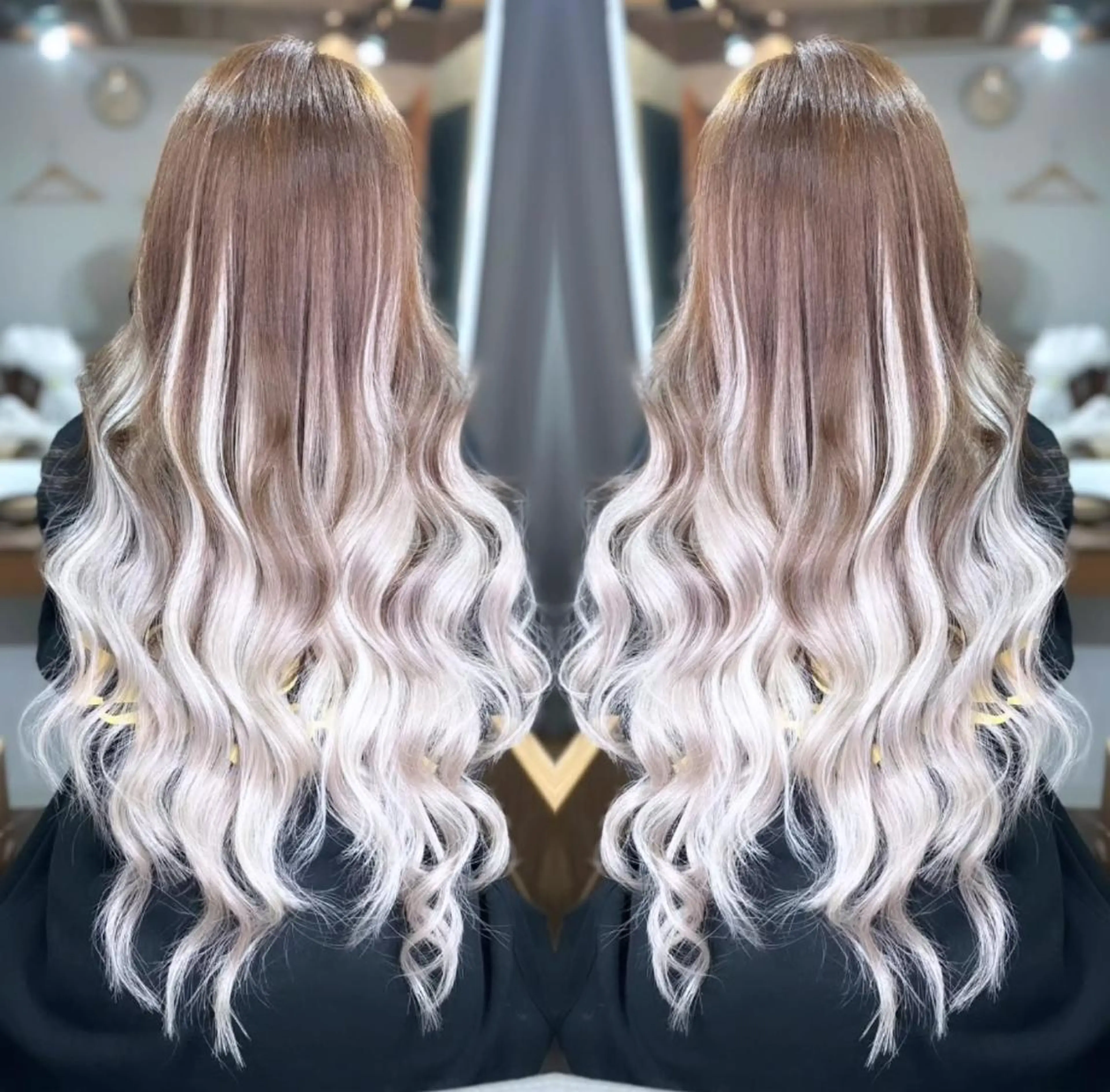 ヘアアレンジ カラー ロング カット エクステ ♡SNSで大バズり♡ コリアン羽エクステ◎のヘアスタイル