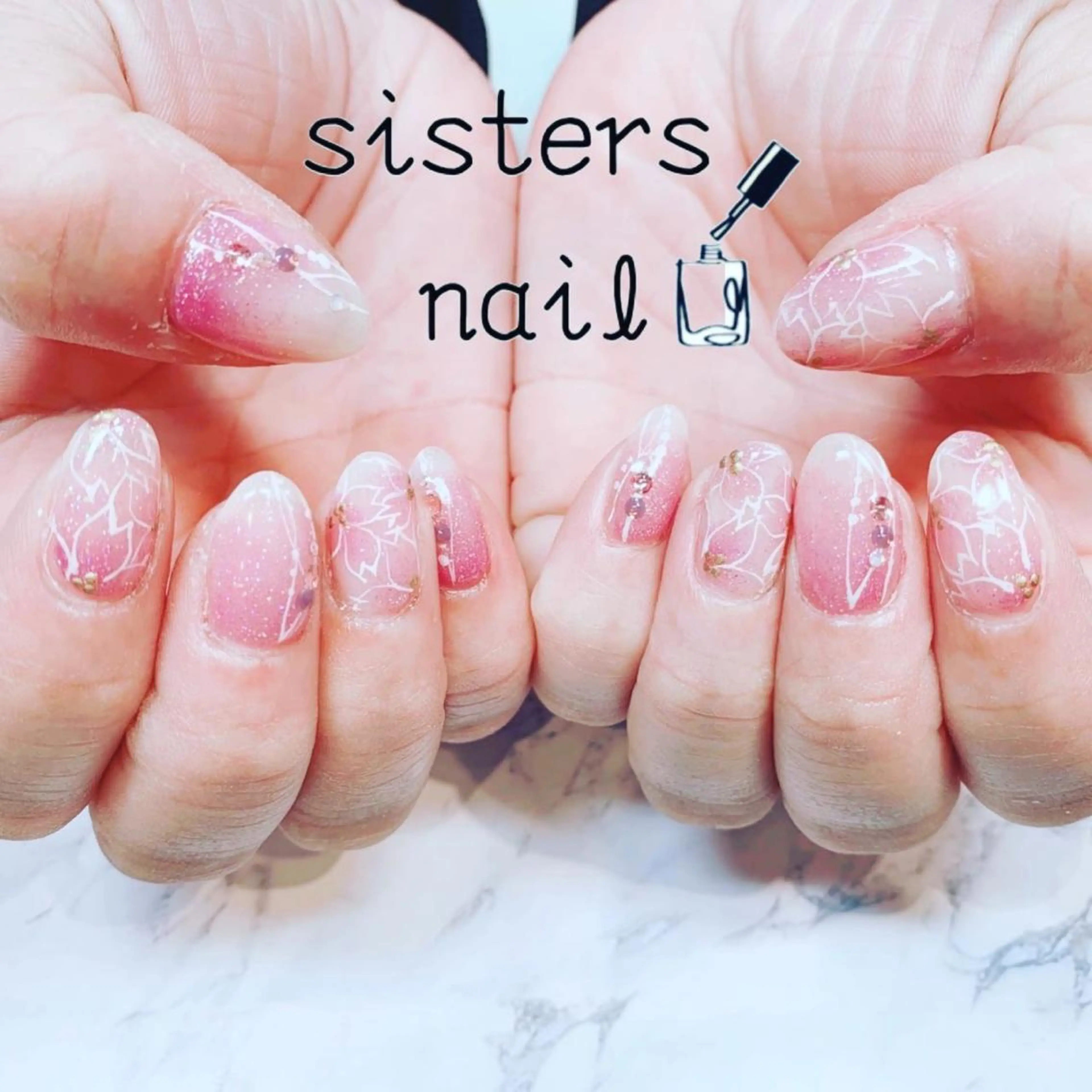 ネイル アートネイル 桜ネイル フラワーネイル グラデーション オフィスネイル sisters nail.fのネイルデザイン