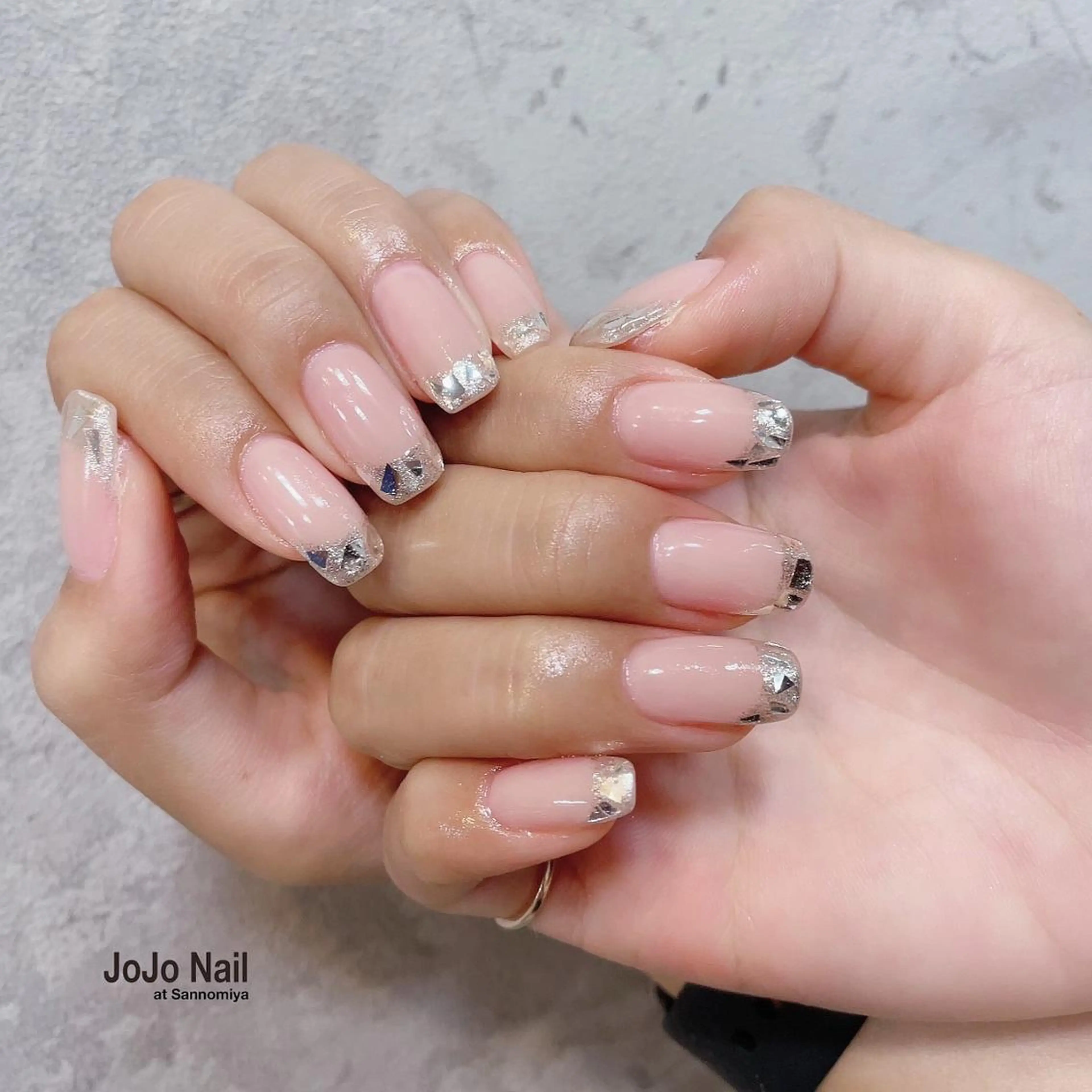 ネイル フレンチネイル ガラスフレンチ ハンドネイル JOJO Nail Sannomiyaのネイルデザイン