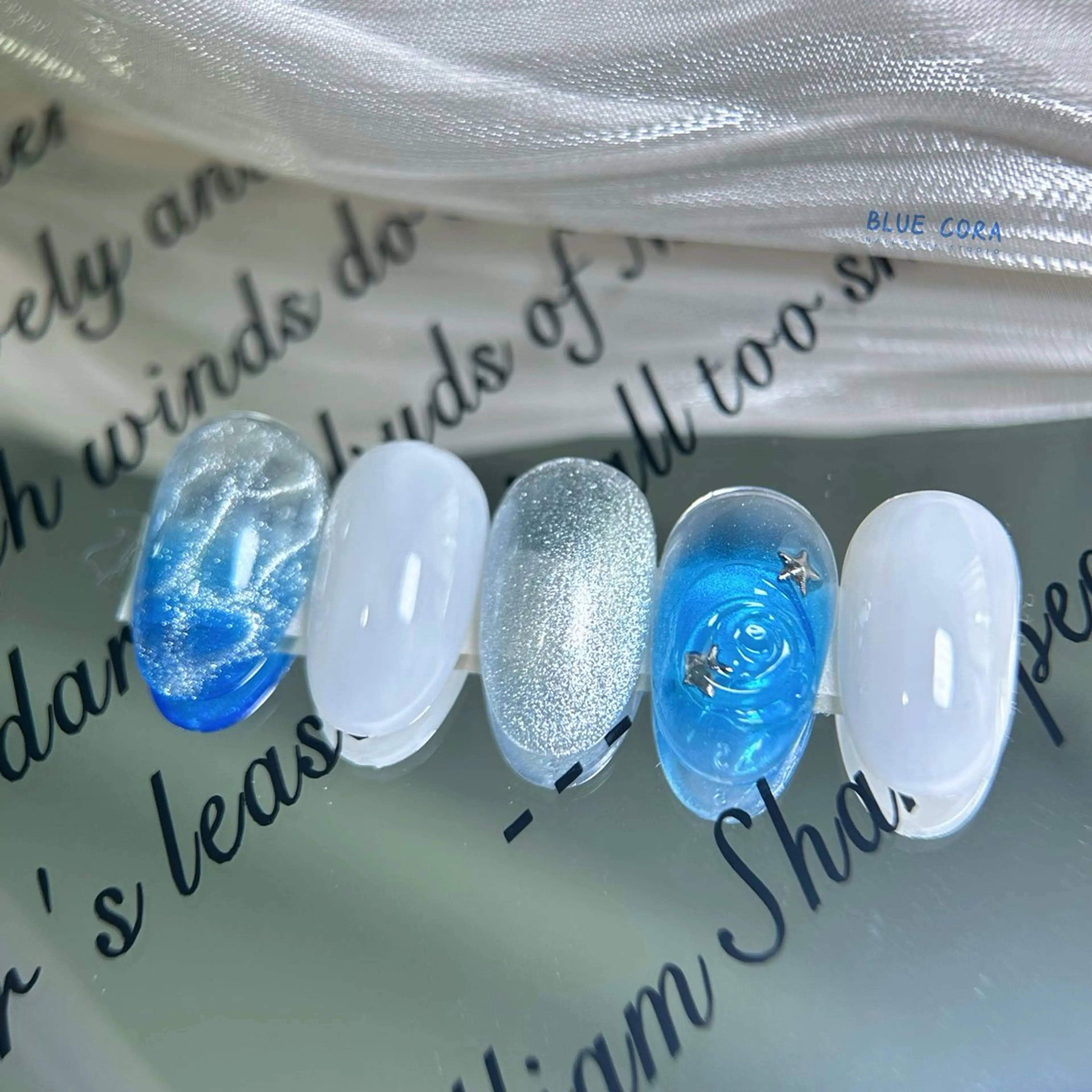 ネイル クリアネイル マグネットネイル シルバー ハンドネイル ハンドケア BLUE CORA所属・BLUE CORAのネイルデザイン