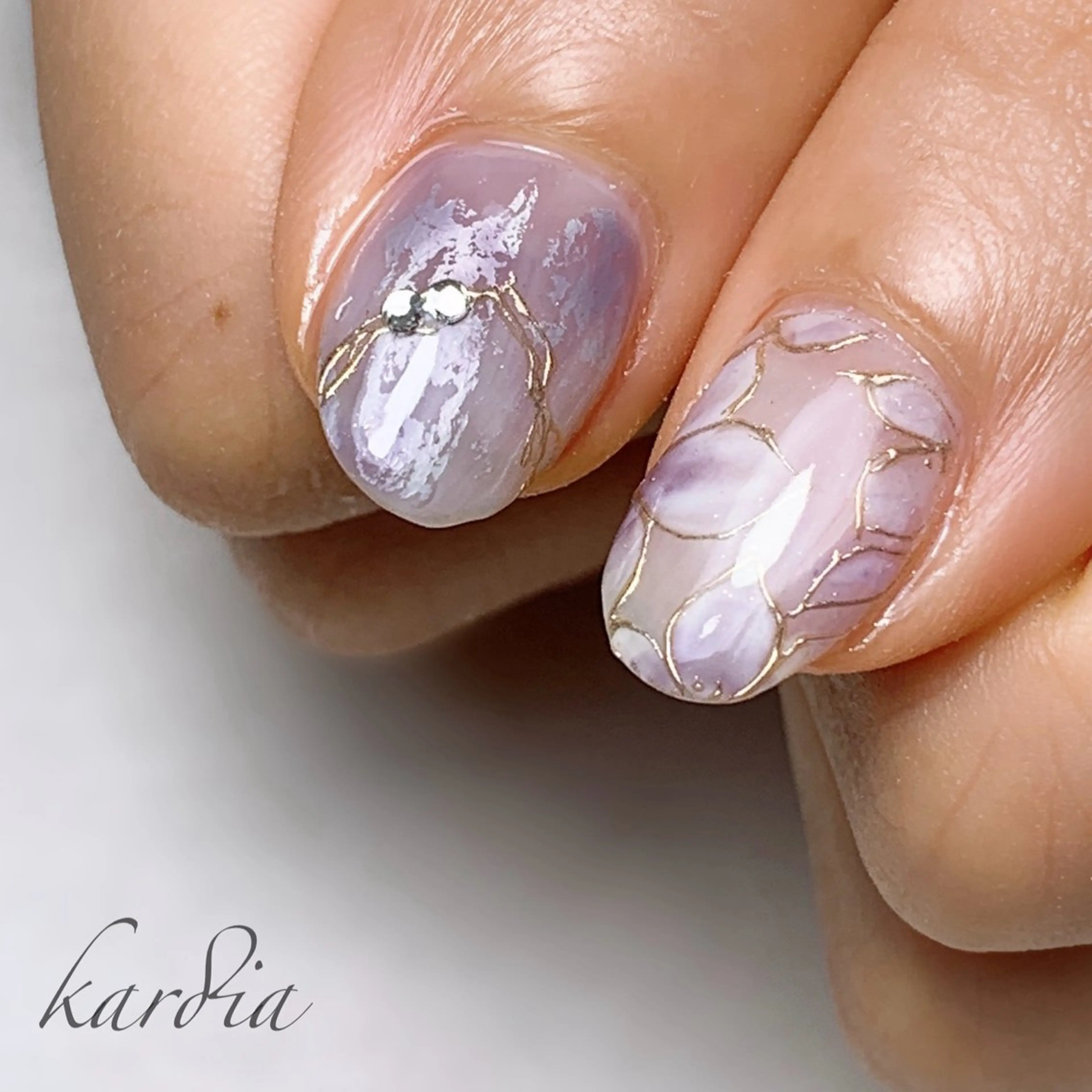 ネイル ハンドネイル καρδιά -ｶﾙﾃﾞｨｱ-のネイルデザイン