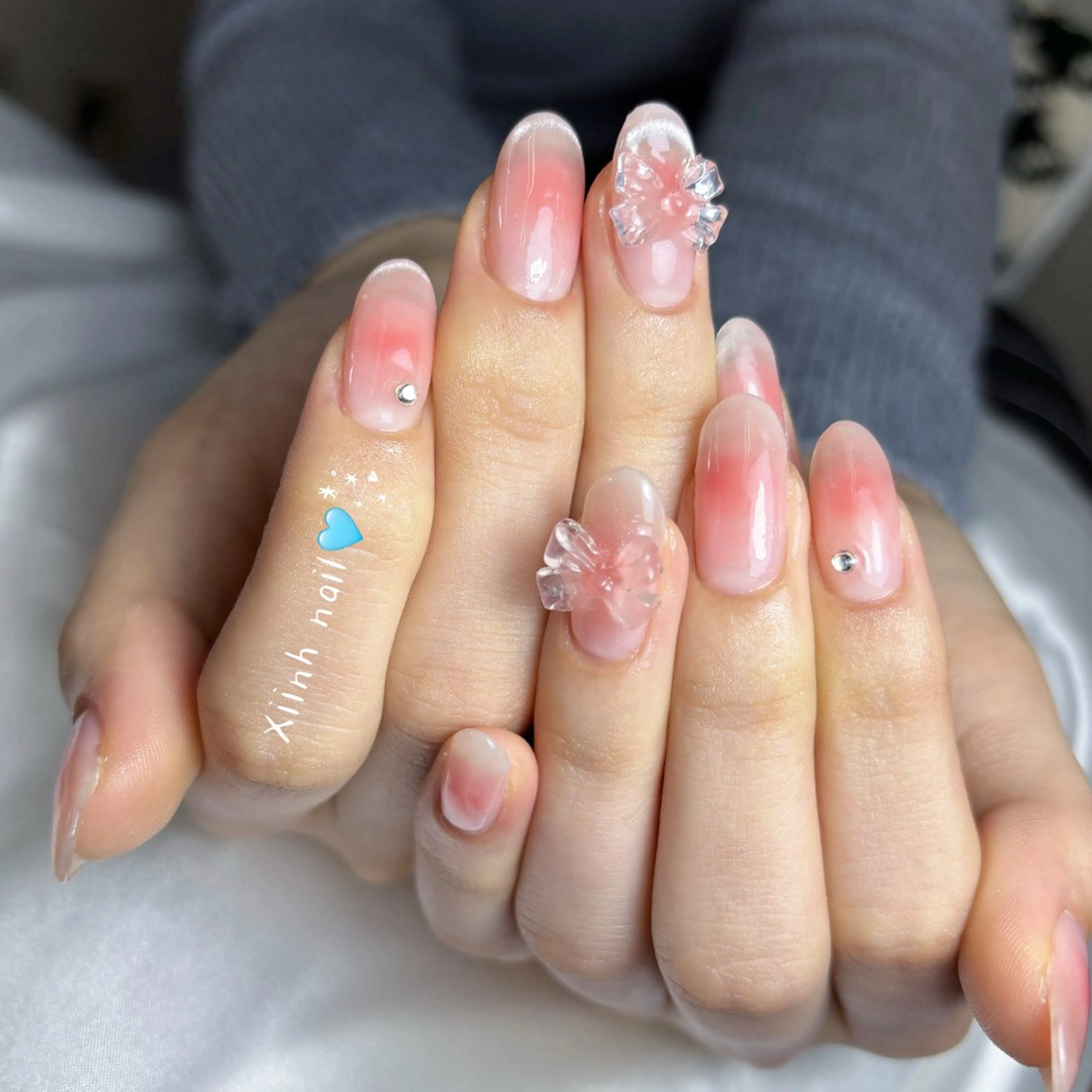 ネイル チークネイル 桜ネイル 長さ出し フットネイル ジェルネイル ハンドネイル XIINH NAIL SALONのネイルデザイン