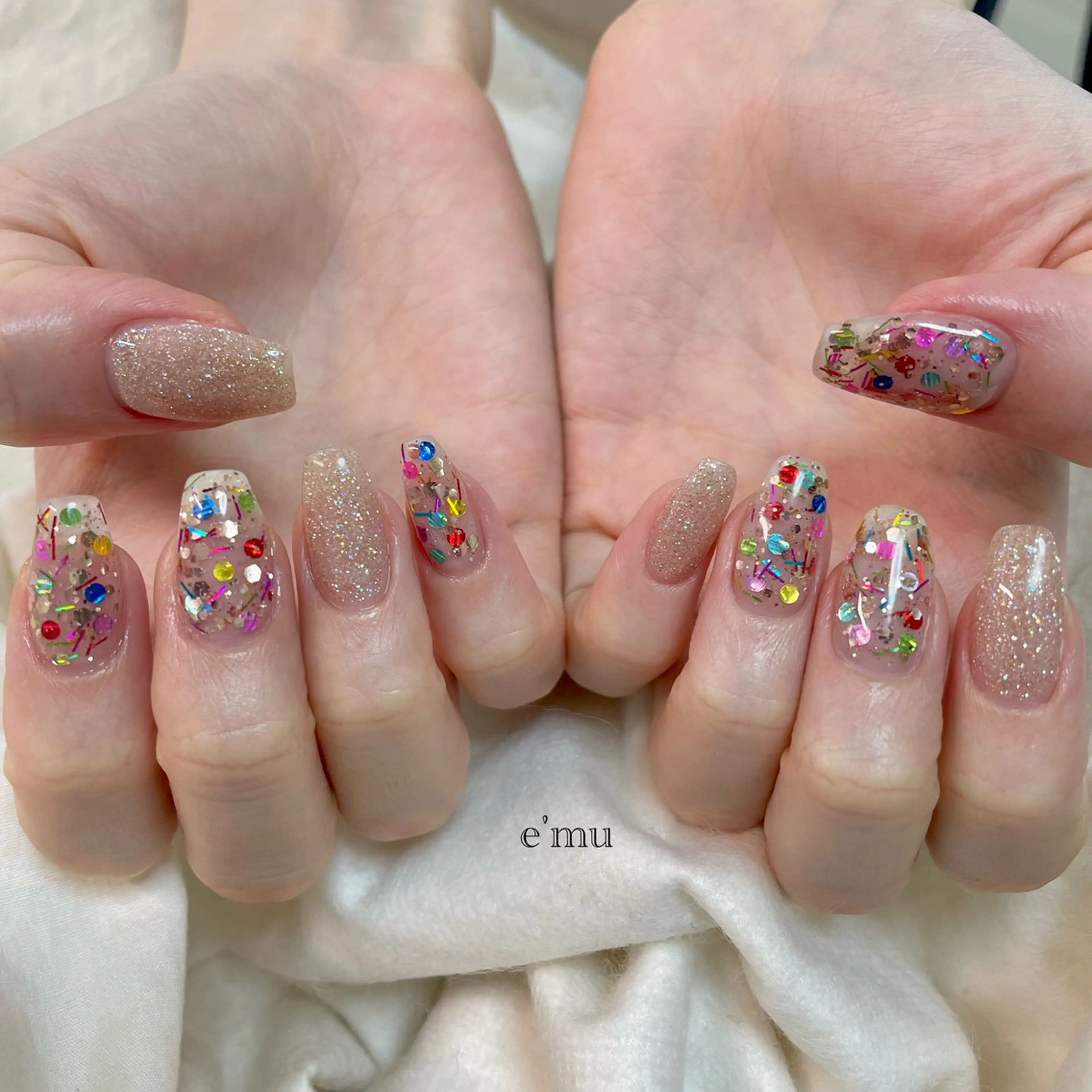 ネイル ラメ(グリッター) ワンカラーネイル ハンドネイル nail salon e'mu💐のネイルデザイン