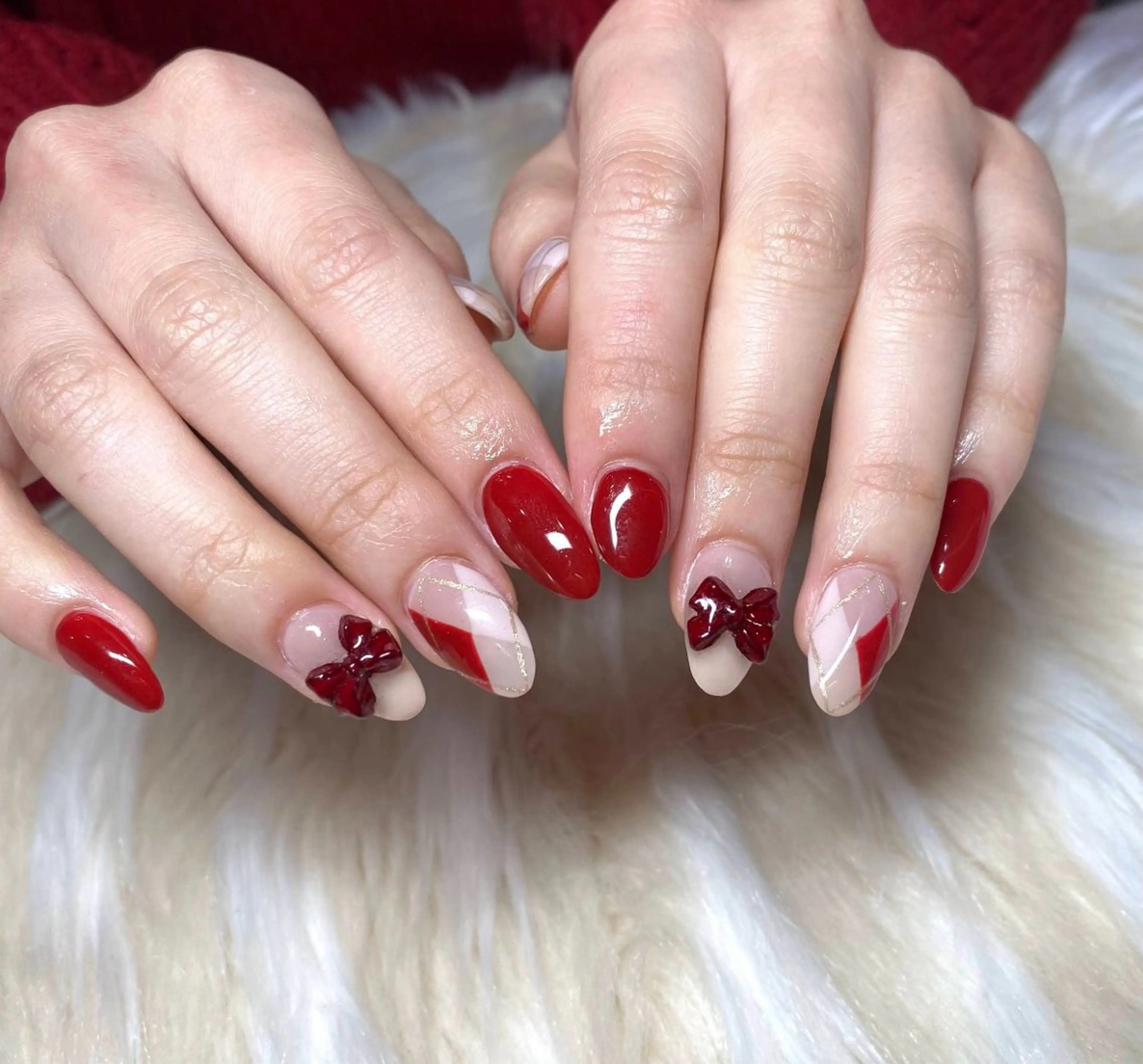 ネイル ボルドー 長さ出し フレンチネイル ジェルネイル グラデーション ハンドネイル Nail&eye Belire 新宿のネイルデザイン