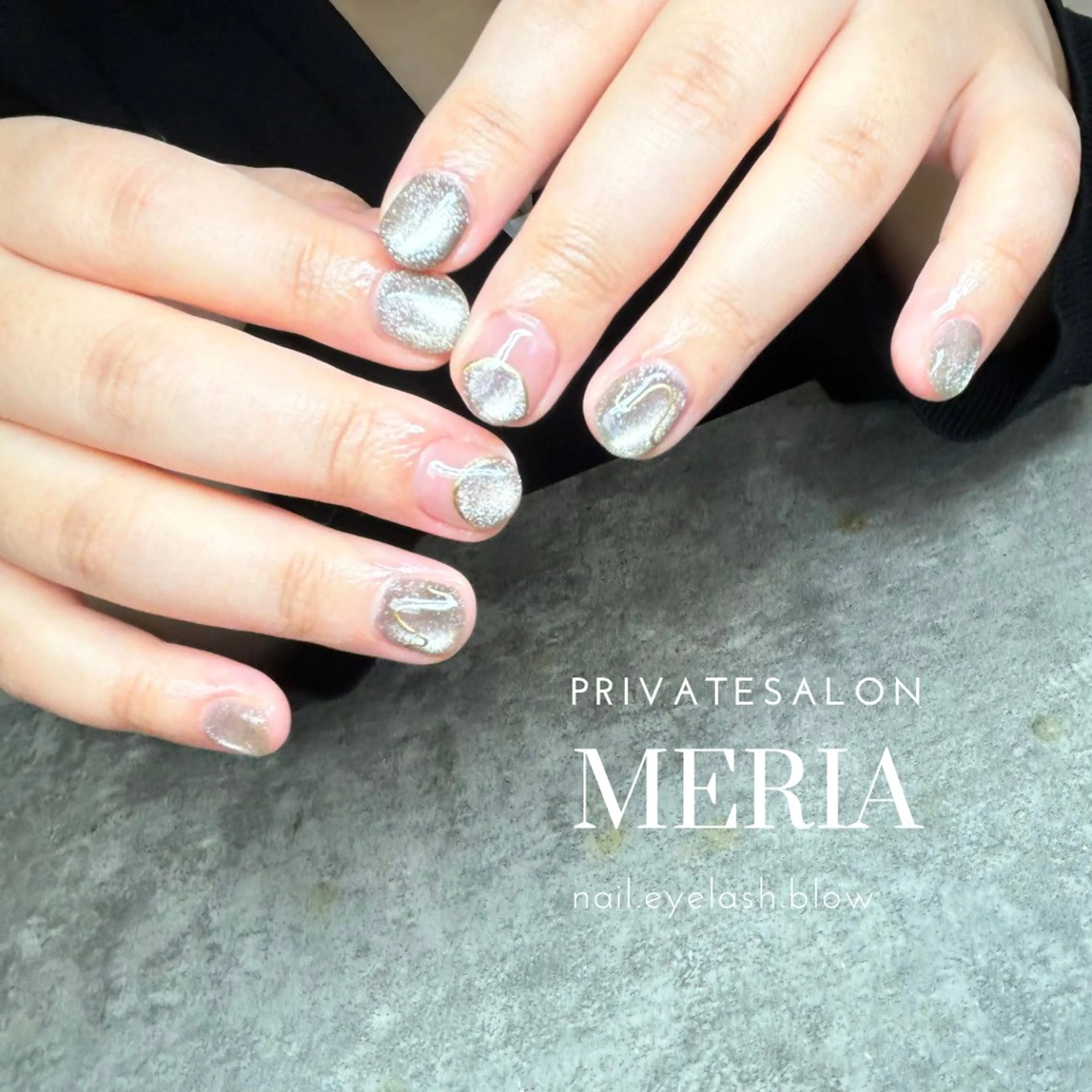 ネイル マグネットネイル オフィスネイル シンプルネイル プライベートビューティーサロンメリア所属・ビューティーサロン meriaのネイルデザイン