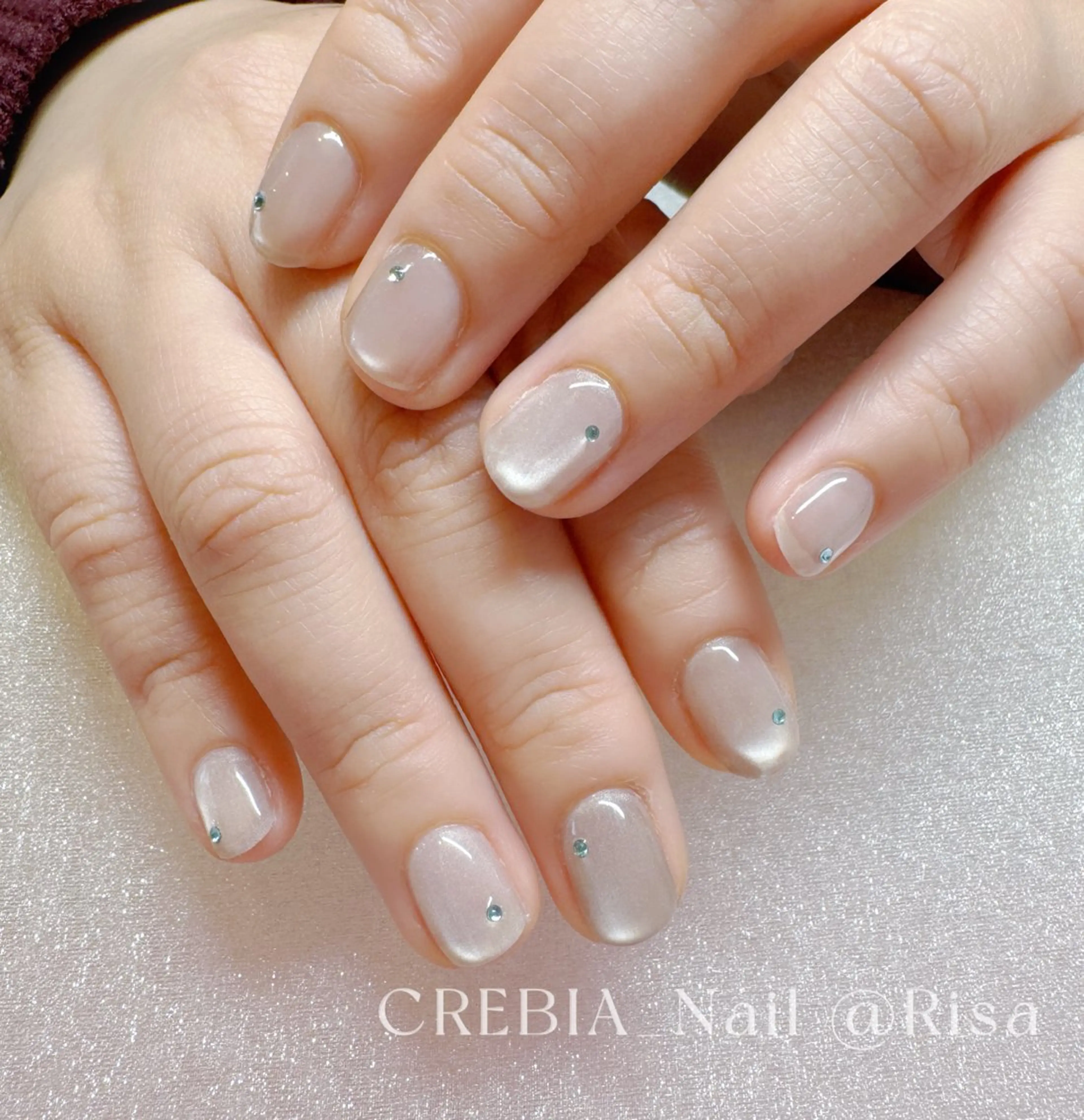 ネイル 水色 マグネットネイル ストーンネイル ハンドネイル CREBIA beaute ネイル部所属・CREBIA Nailのネイルデザイン