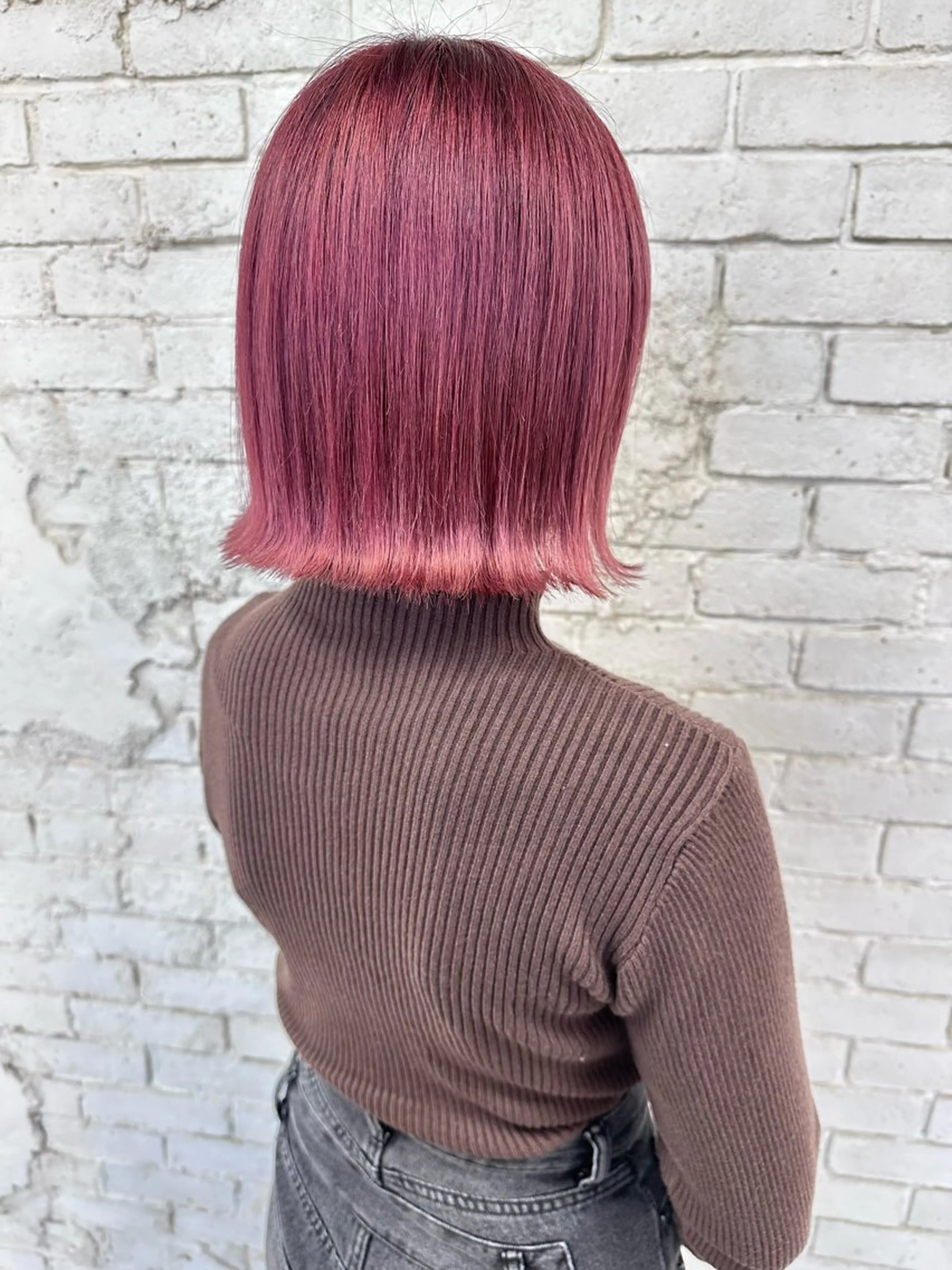 ショート カラー ブリーチ ピンクカラー ボブ カット ヘアカラー レイヤーブリーチ特化 ホワイト専門/岸のヘアスタイル