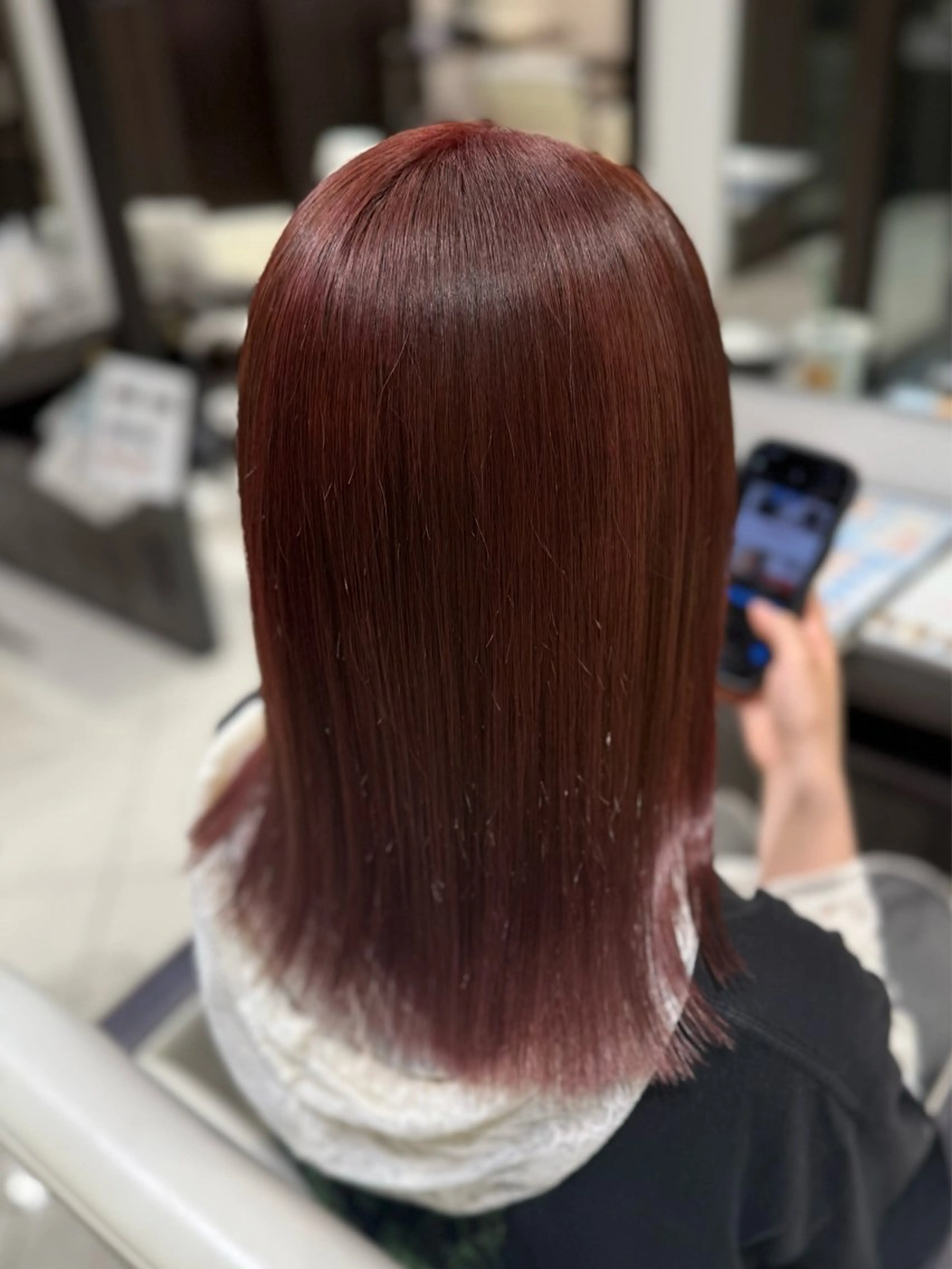 カラー ブリーチ 透明感カラー レッドカラー Harris 表参道・外苑前・青山 表参道本店所属・艶カラー/ハイトーン /アレンジ/meiのヘアスタイル