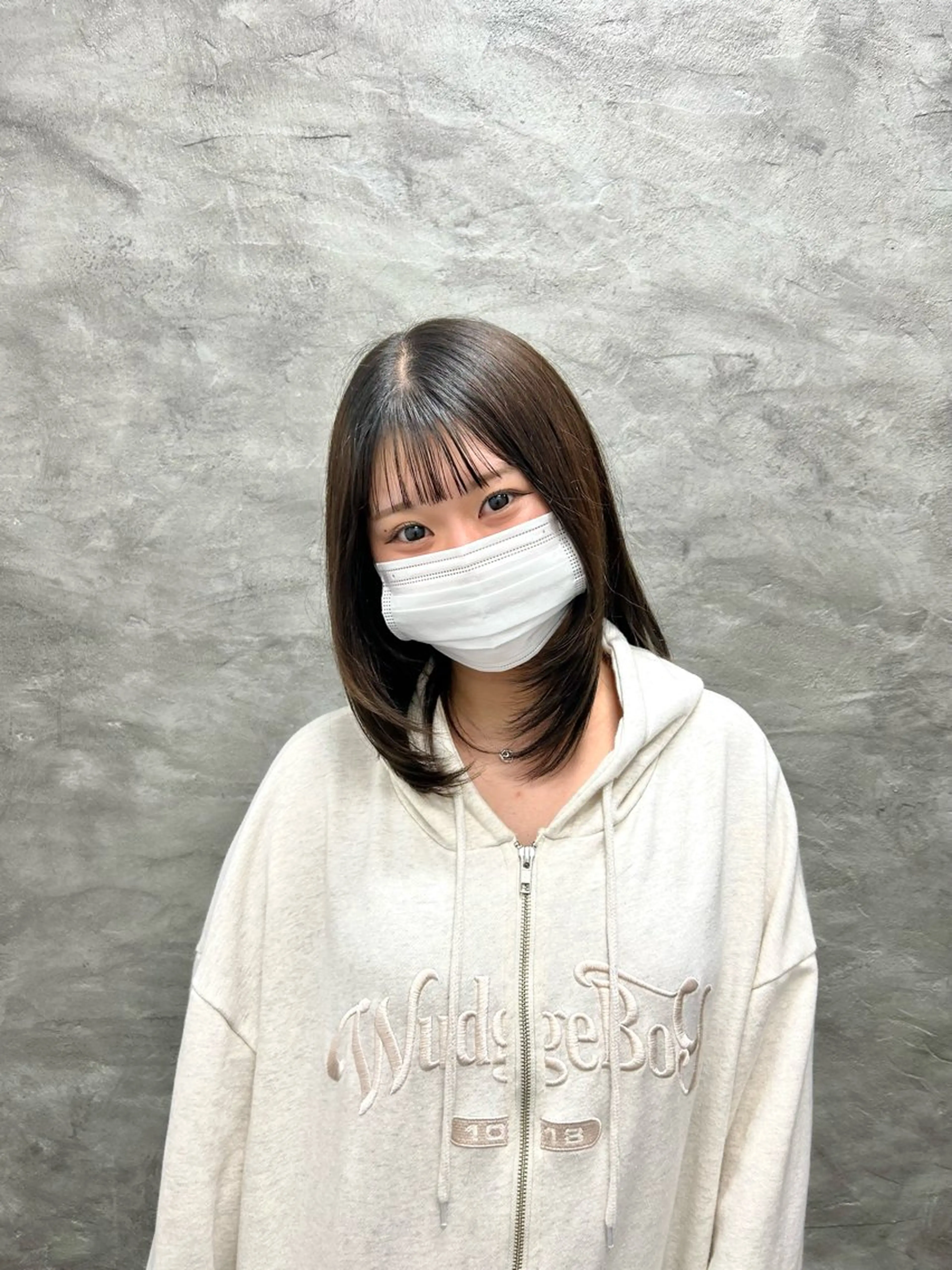 ミディアム 顔周りカット レイヤーカット 酸性ストレート/ ボブ/暖色/リコのヘアスタイル