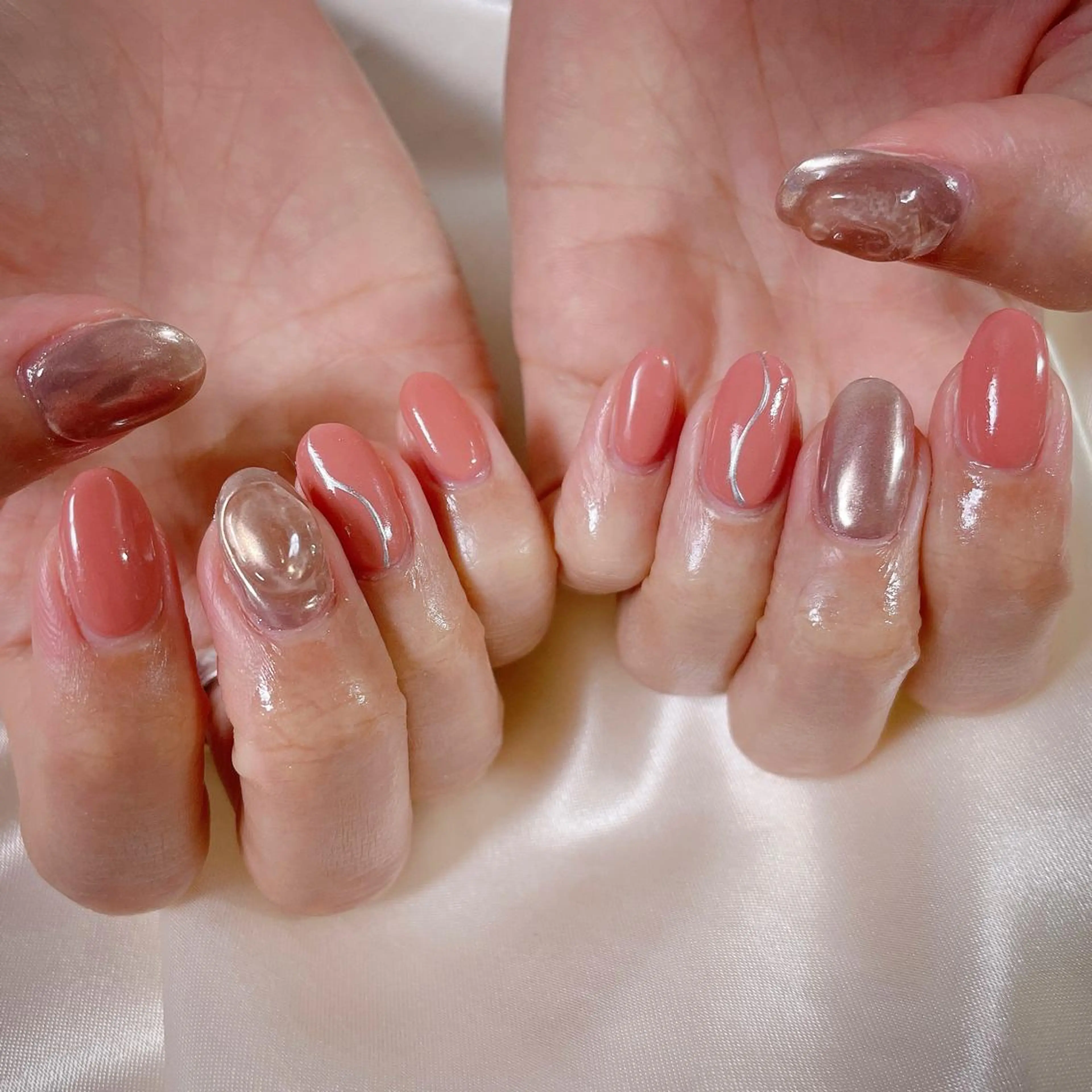 ネイル ピンク ハンドネイル Mogu nail 二子玉川のネイルデザイン