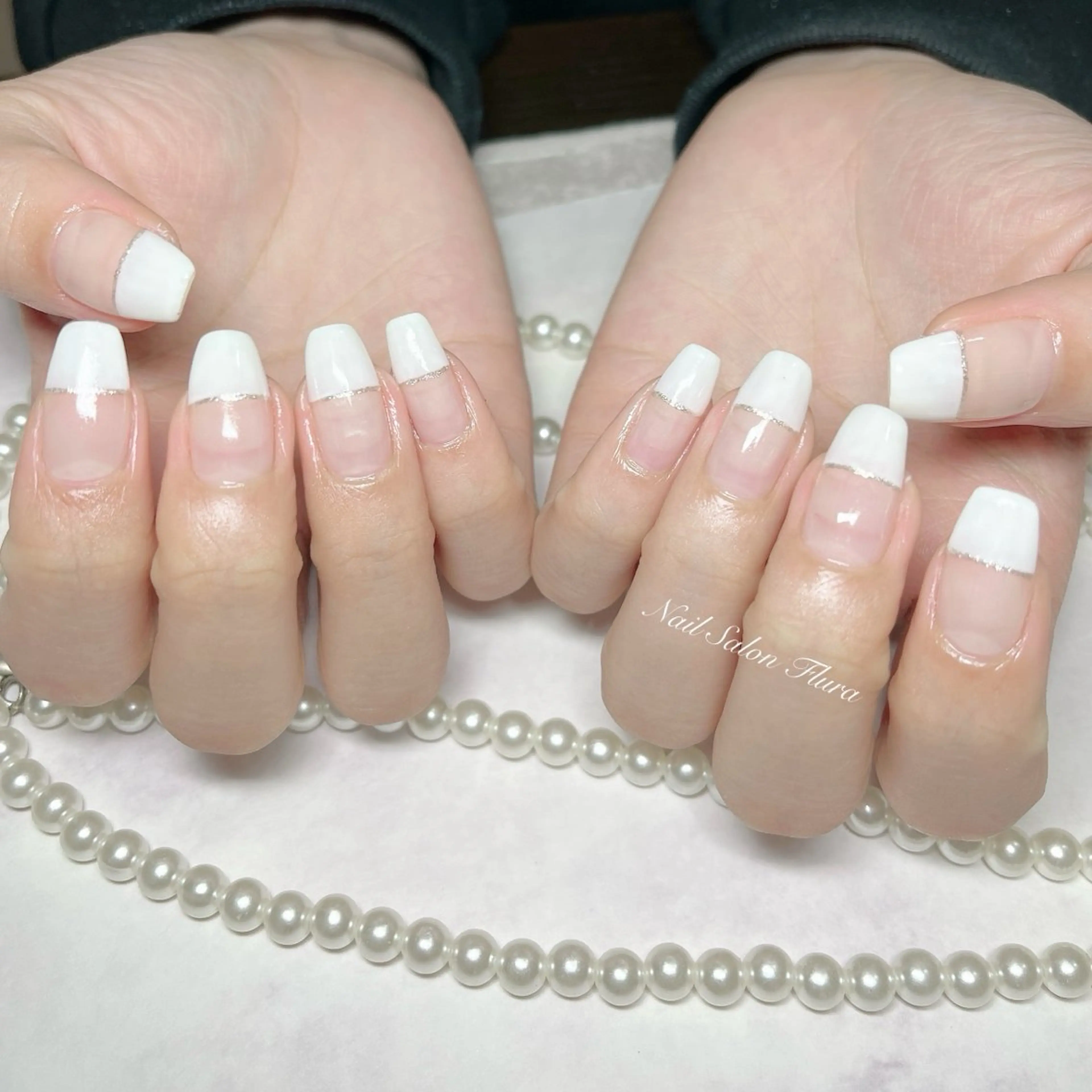 ネイル フレンチネイル ラメ(グリッター) NAILSALON Flura所属・NailSalon Fluraのネイルデザイン