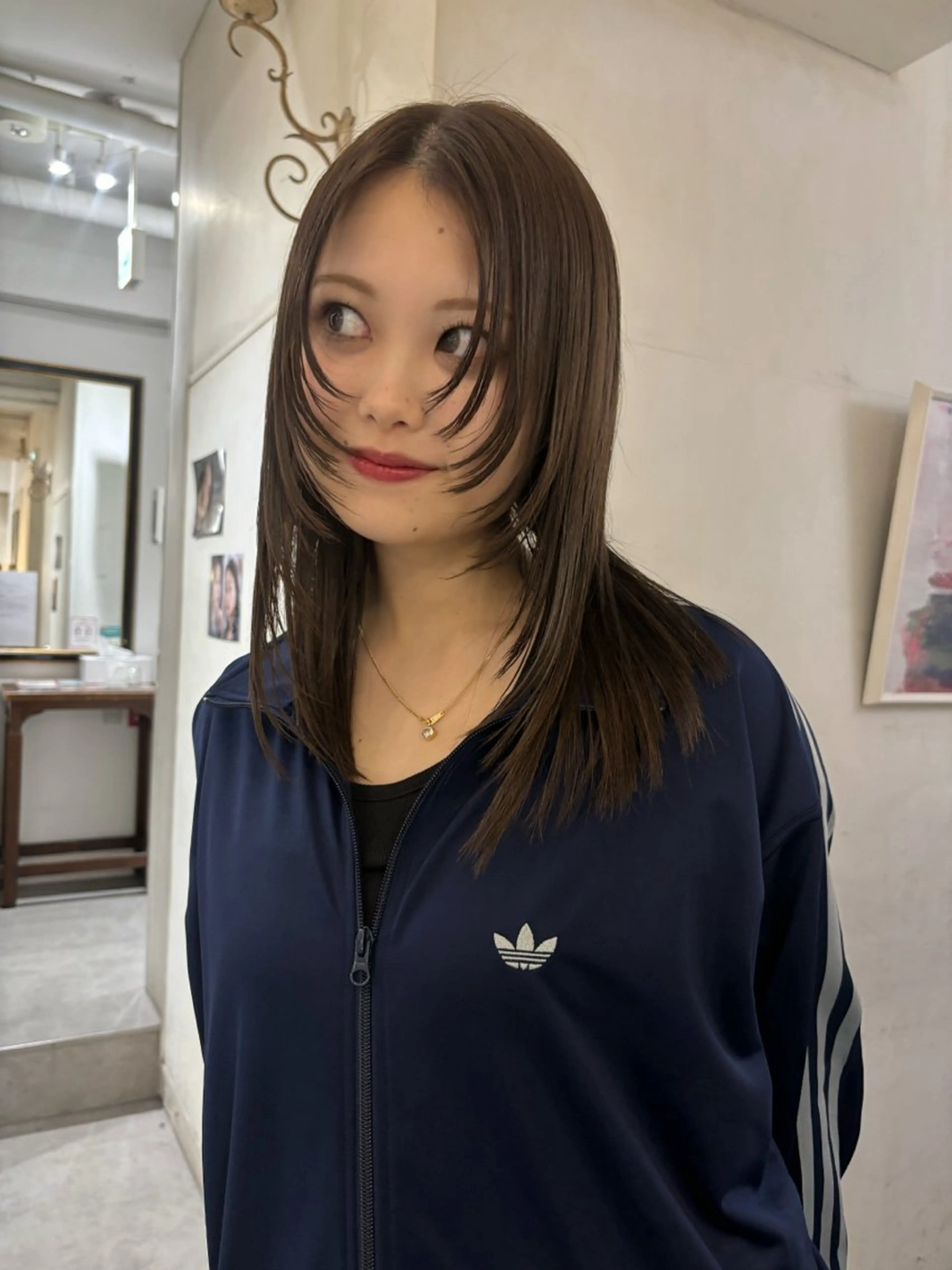 セミロング カラー グレージュ 顔まわりレイヤー レイヤーカット MINX【青山店】所属・asuka/似合わせ /レイヤー/暖色のヘアスタイル