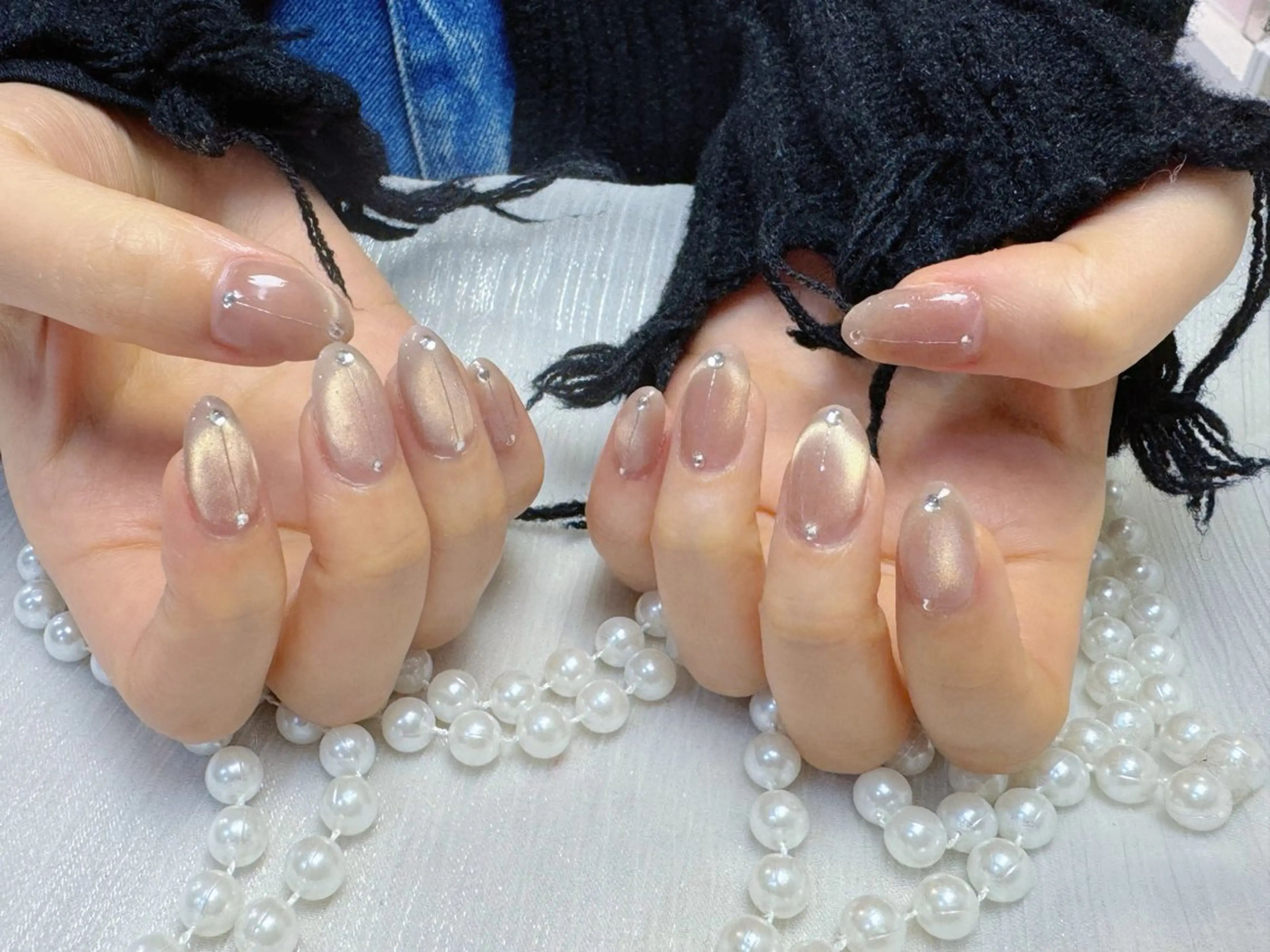 ネイル チークネイル フラッシュネイル ハート キラキラネイル 韓国ネイル Babarla Nailのネイルデザイン