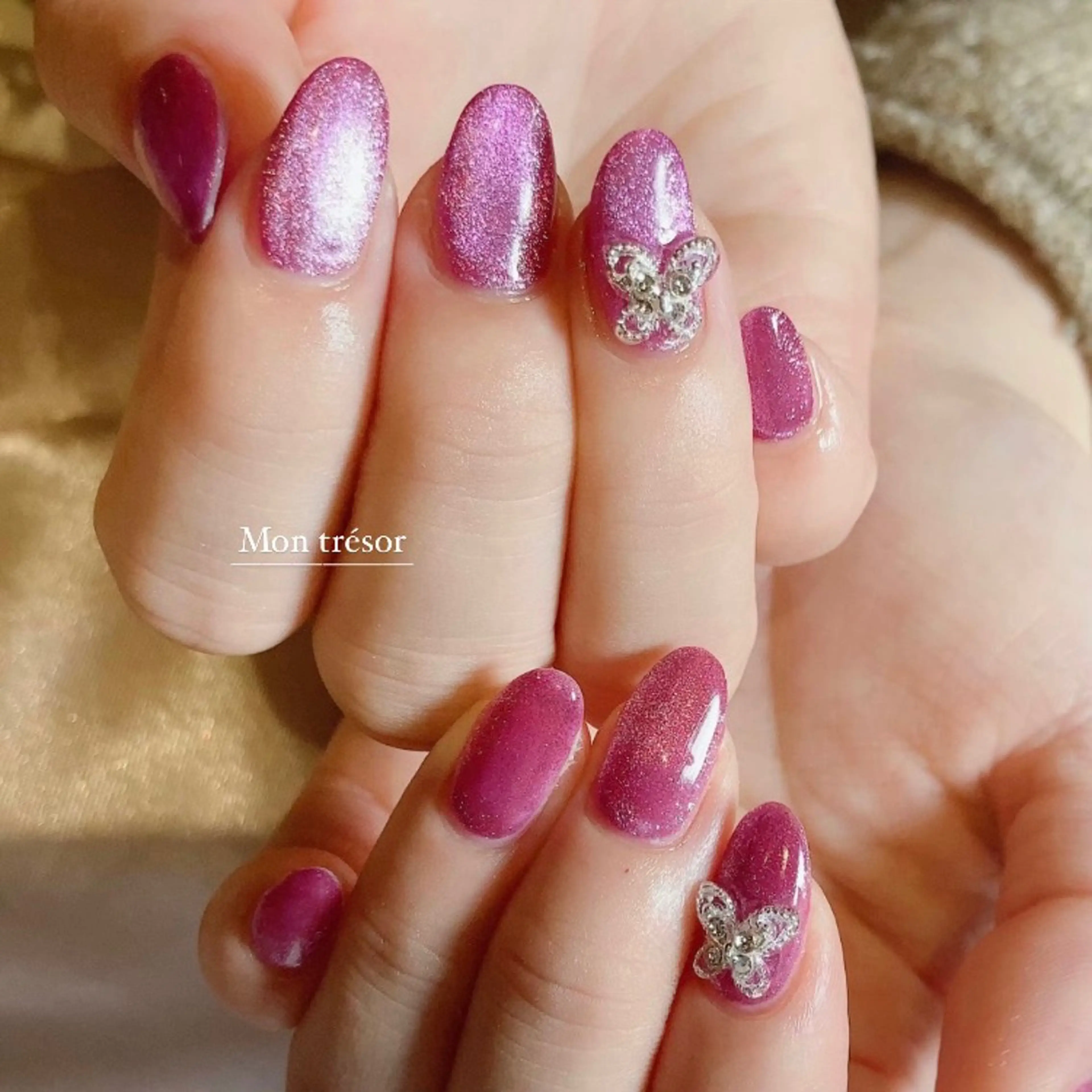 ネイル マグネットネイル オフィスネイル ワンカラーネイル シンプルネイル Mon trésor所属・Montrésor 名古屋ネイルサロンのネイルデザイン