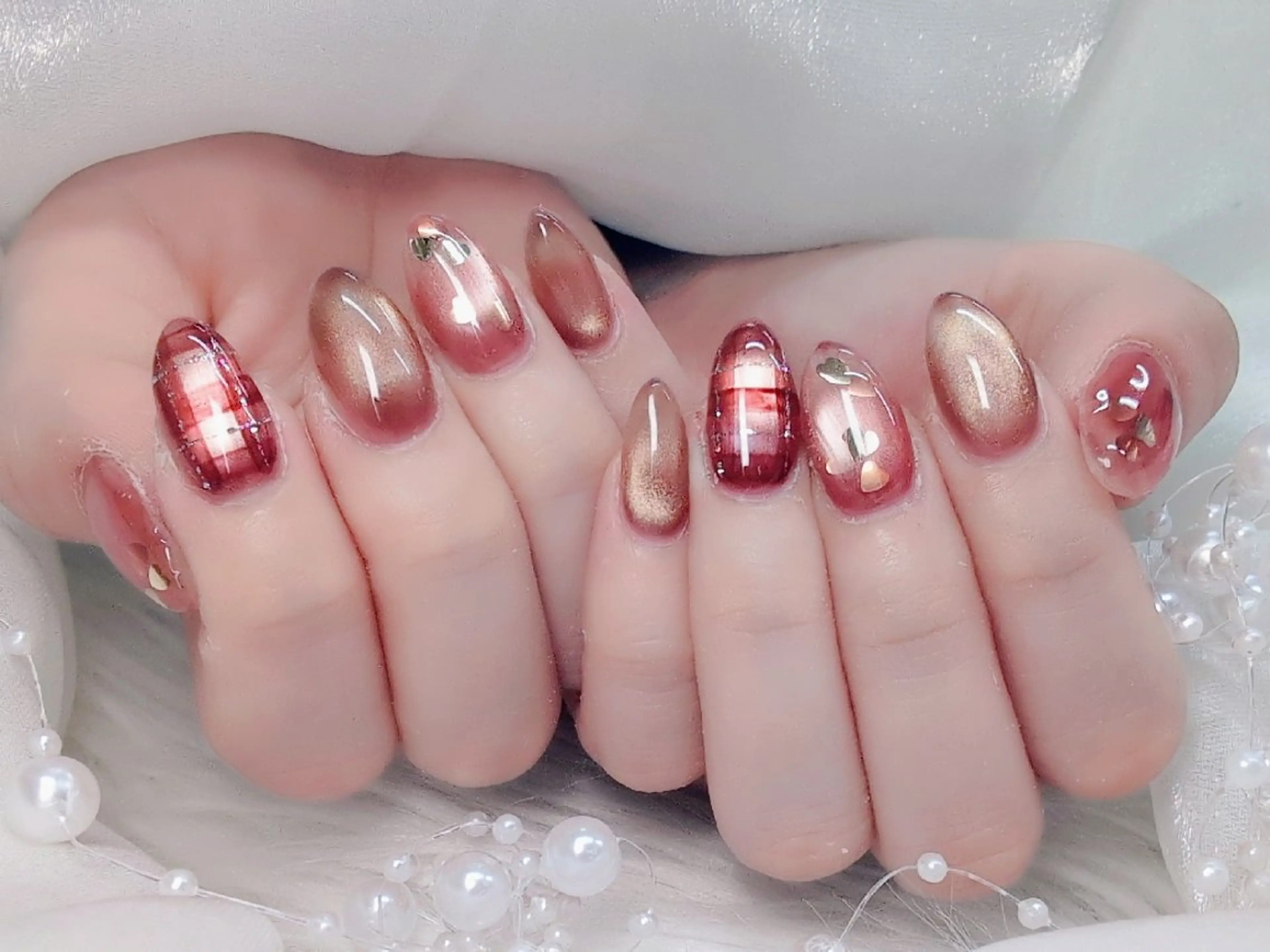 ネイル チークネイル 成人式 長さ出し フラッシュネイル フレンチネイル Chouette Nailのネイルデザイン