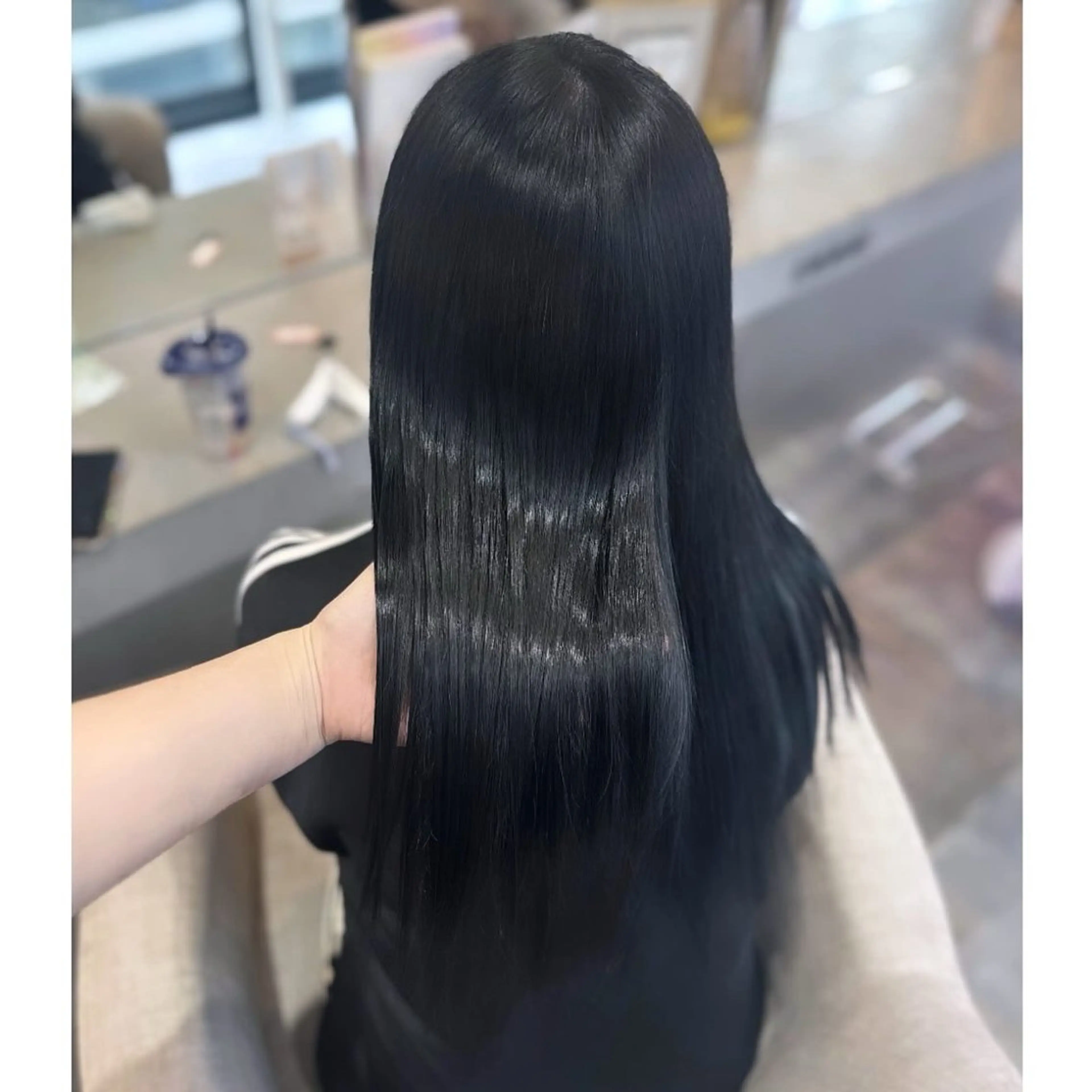 ロング カラー 黒髪 ブルーカラー ブルーブラック ヘッドスパ 🖤kana/艶髪/ 韓国風カラー🖤のヘアスタイル