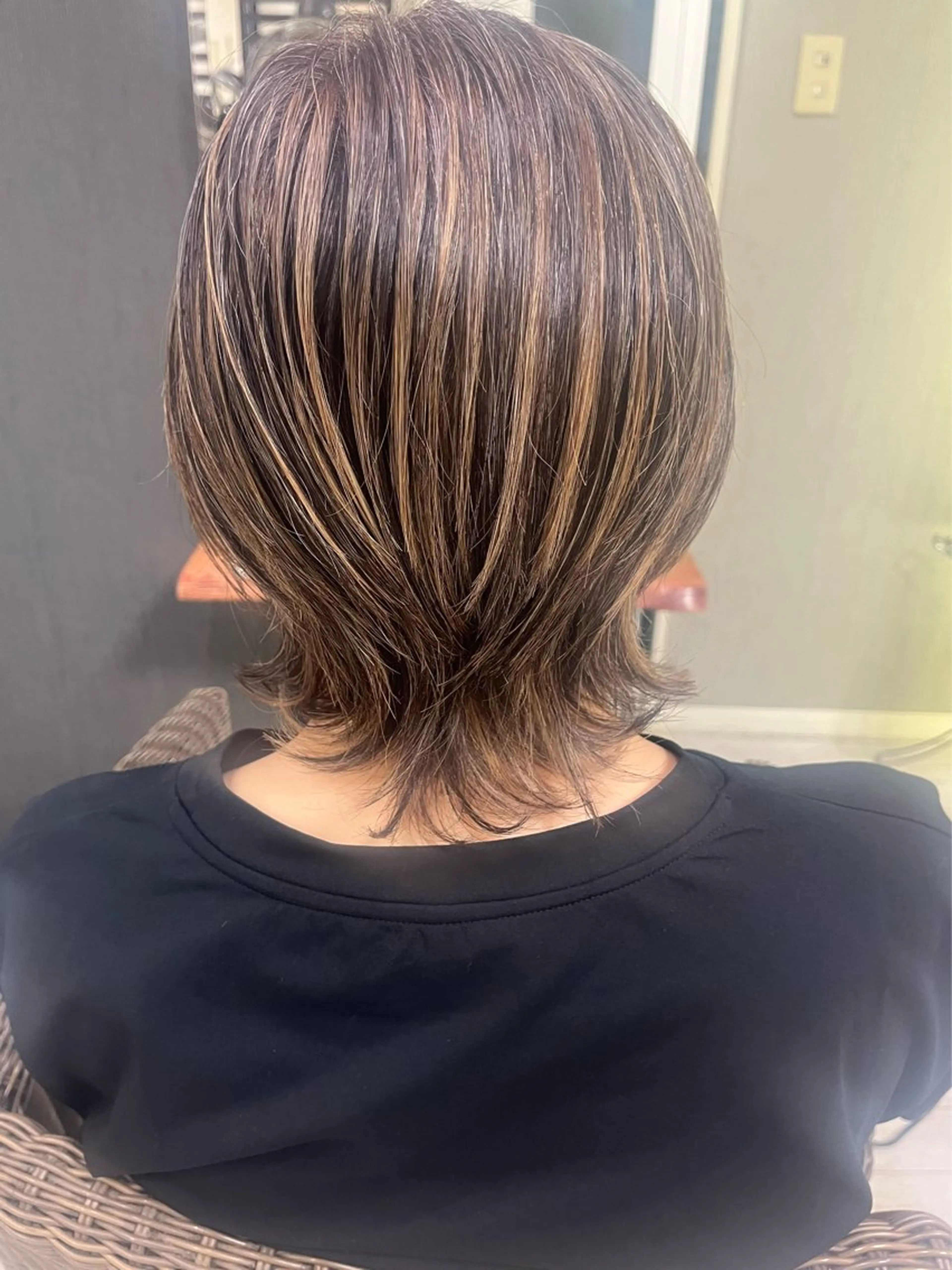 ミディアム ハイライト ウルフカット カット ヘアカラー トリートメント ママ美容師 ＊ヒマワリのヘアスタイル