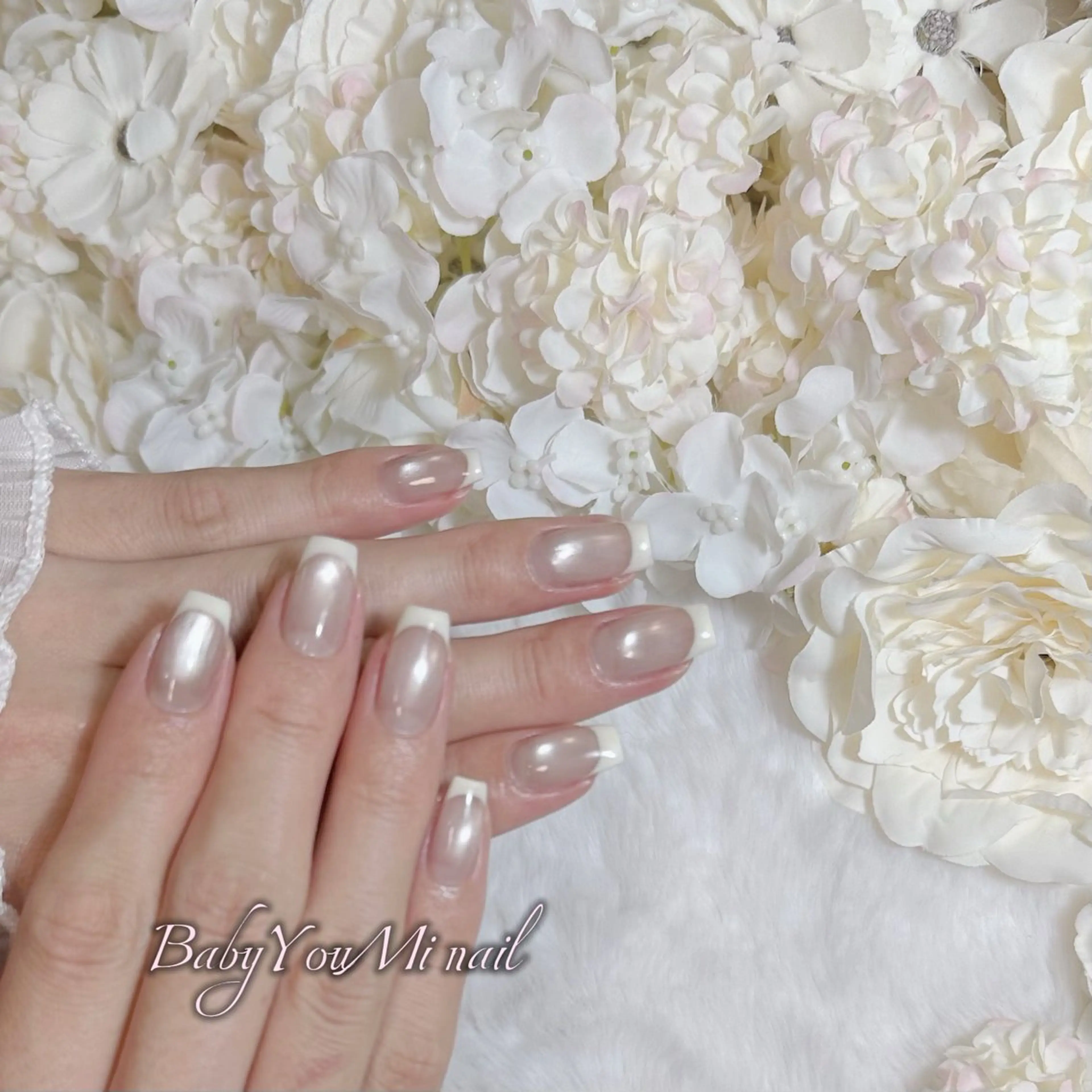 ネイル オーロラネイル 成人式 フットネイル フレンチネイル ジェルネイル ハンドネイル Oomiya 服部のネイルデザイン