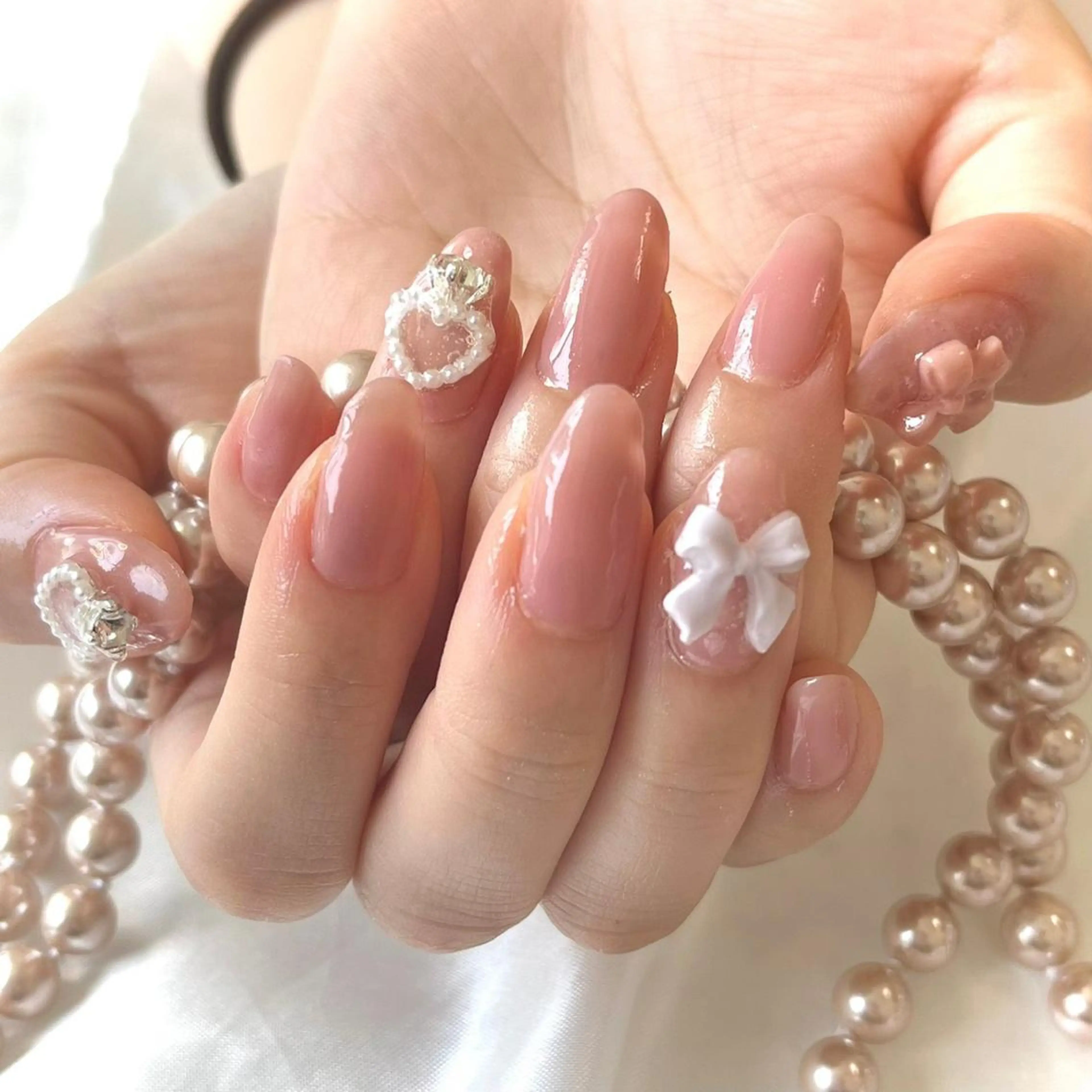 ネイル ハート ハンドネイル 韓国ネイルサロン Miuのネイルデザイン