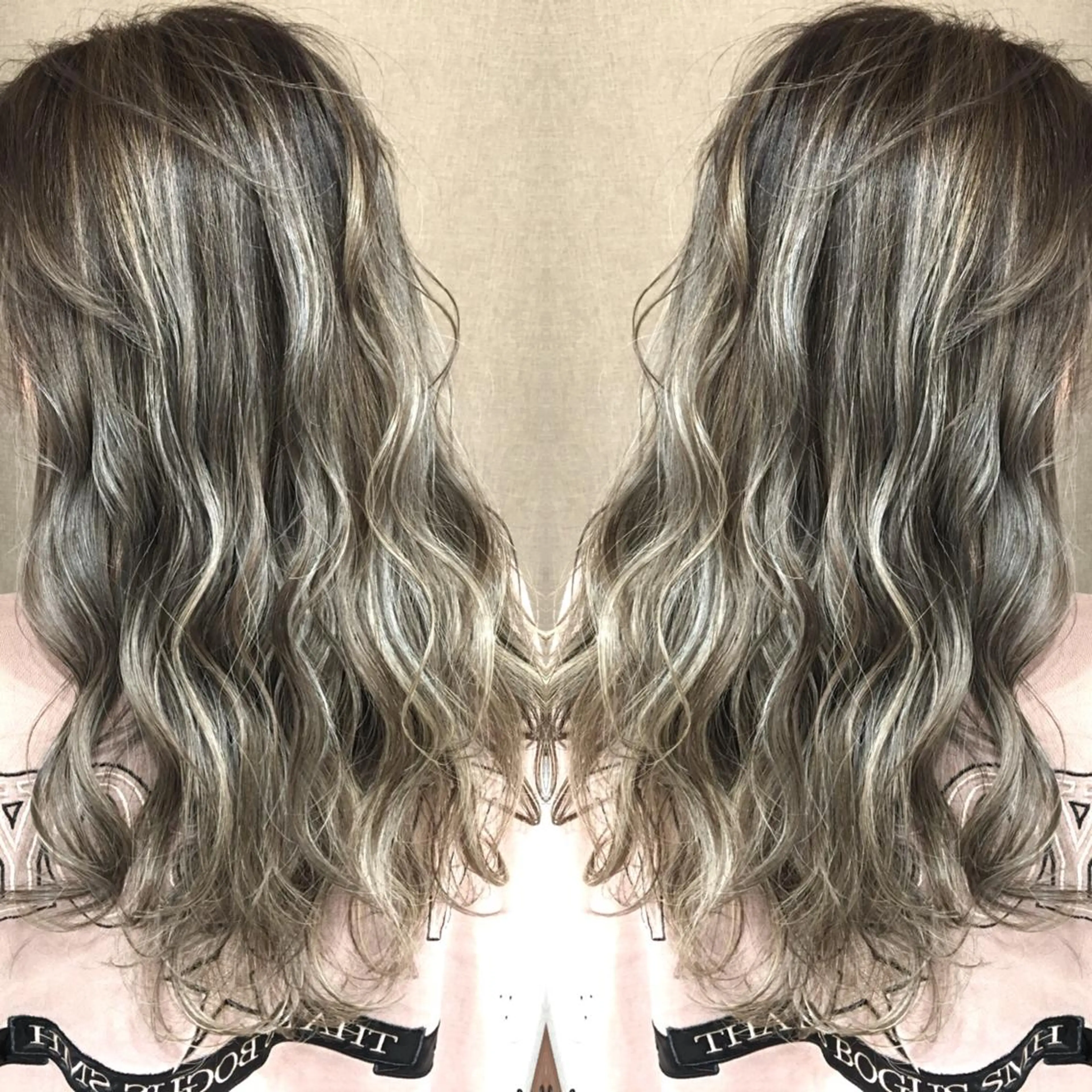 ロング カラー ハイライトカラー シルバー 3Dハイライト ハイライト ヘアカラー トリートメント 井上 一平のヘアスタイル