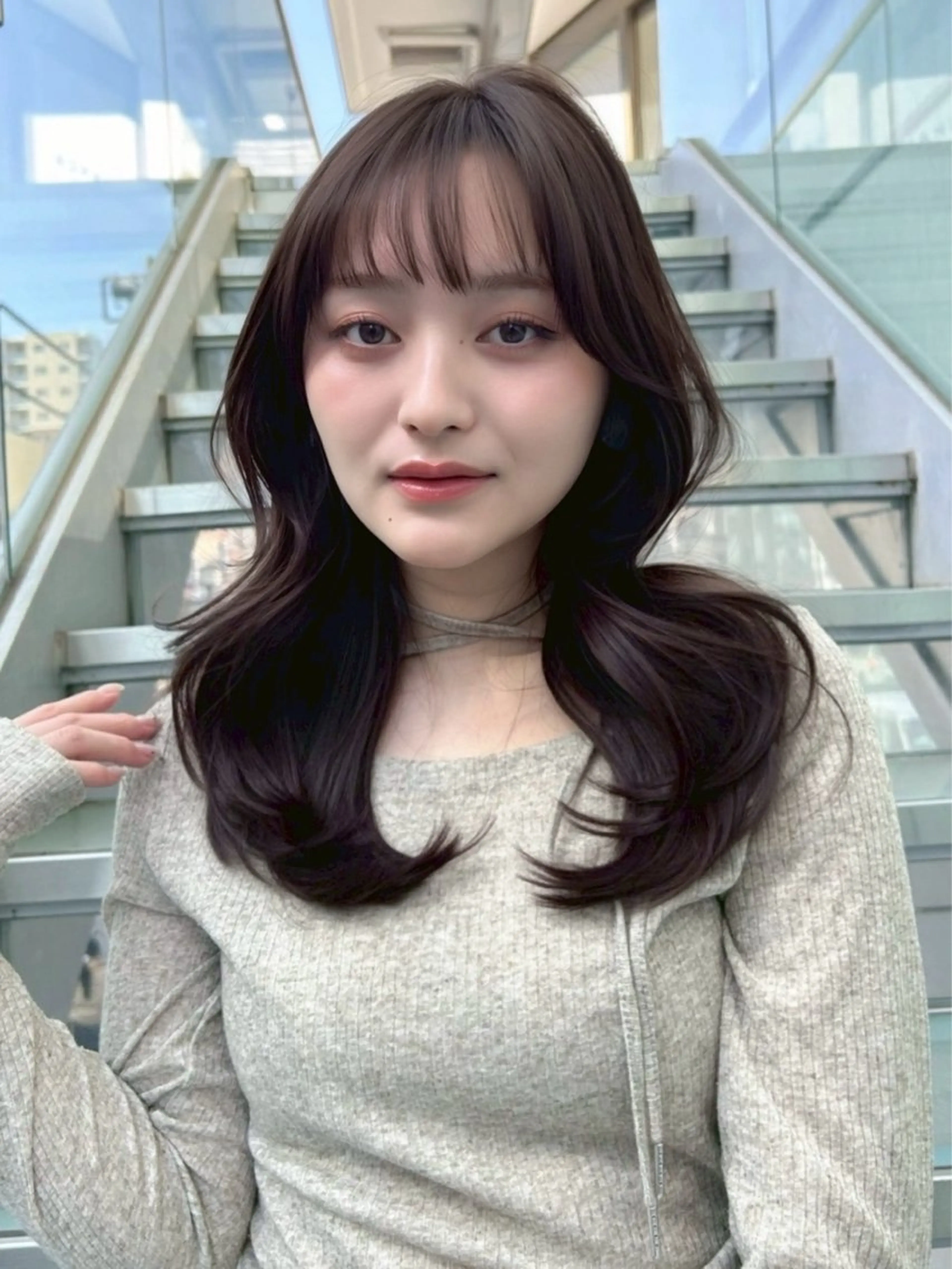 セミロング カラー カット ヘアカラー 長島美織 /透明感カラーのヘアスタイル