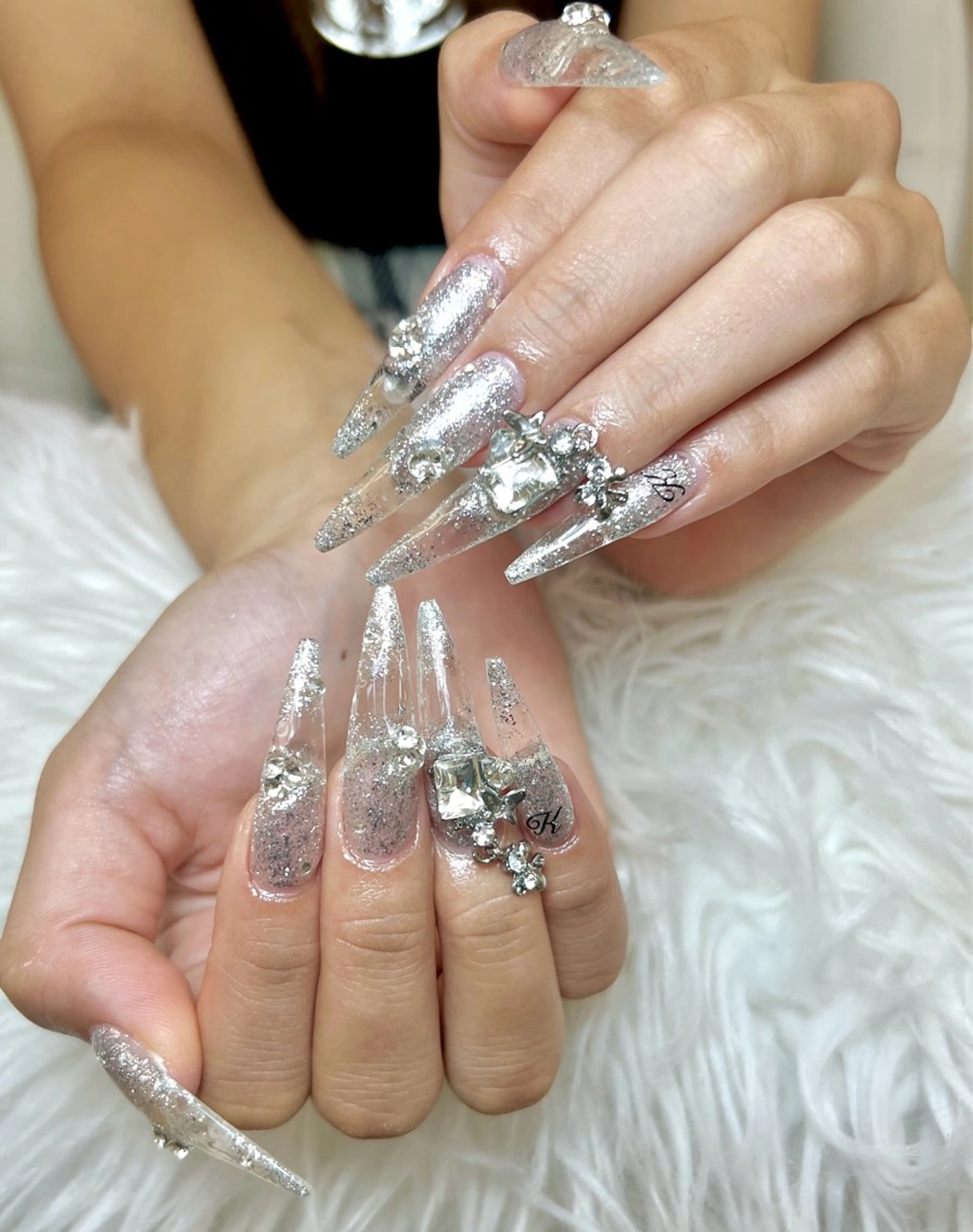 ネイル アートネイル オーロラネイル チークネイル 長さ出し フットネイル Noiranail_ studio川越西口のネイルデザイン