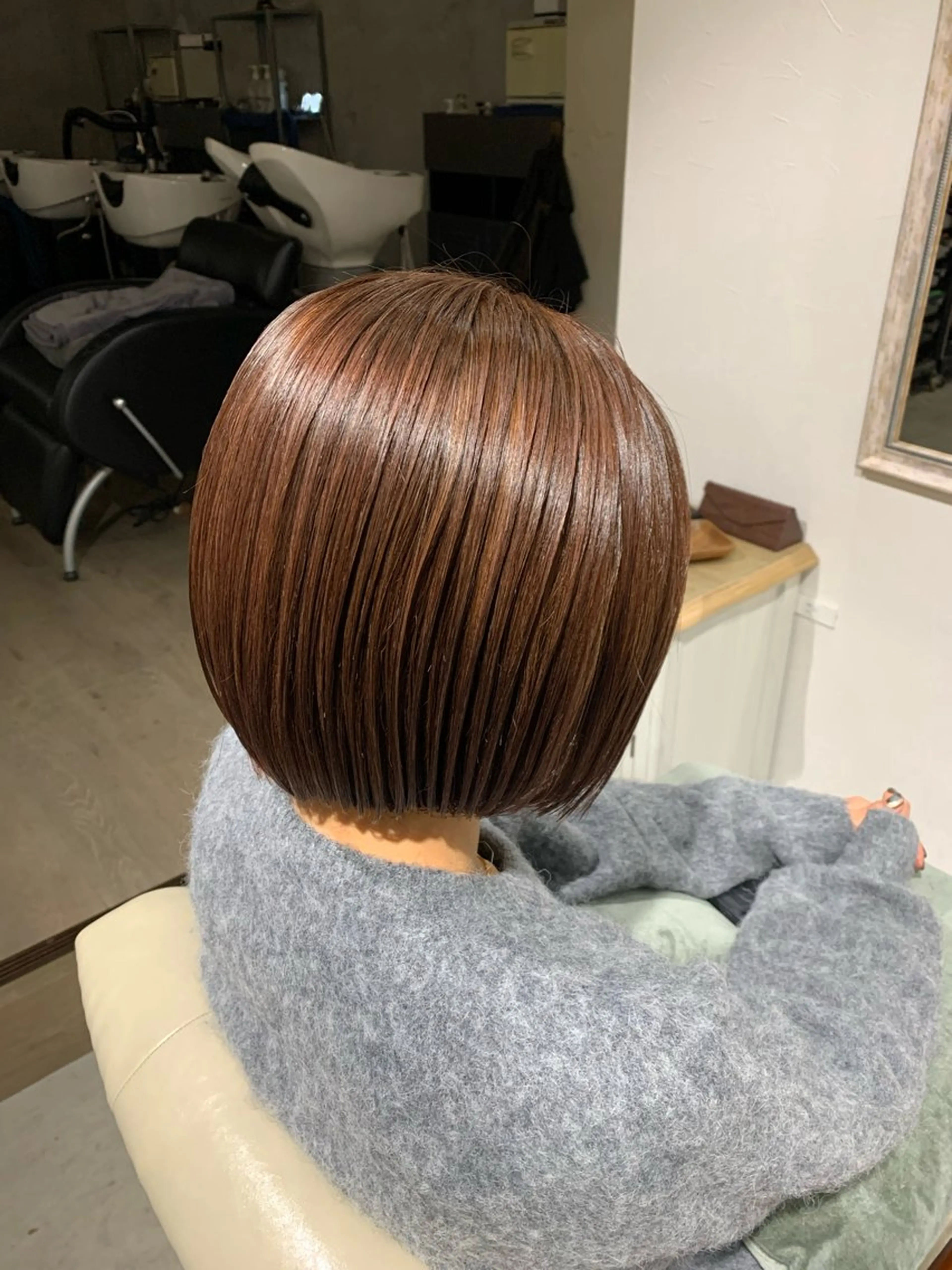 ミディアム カラー ブラウンカラー 福永 ちひろのヘアスタイル