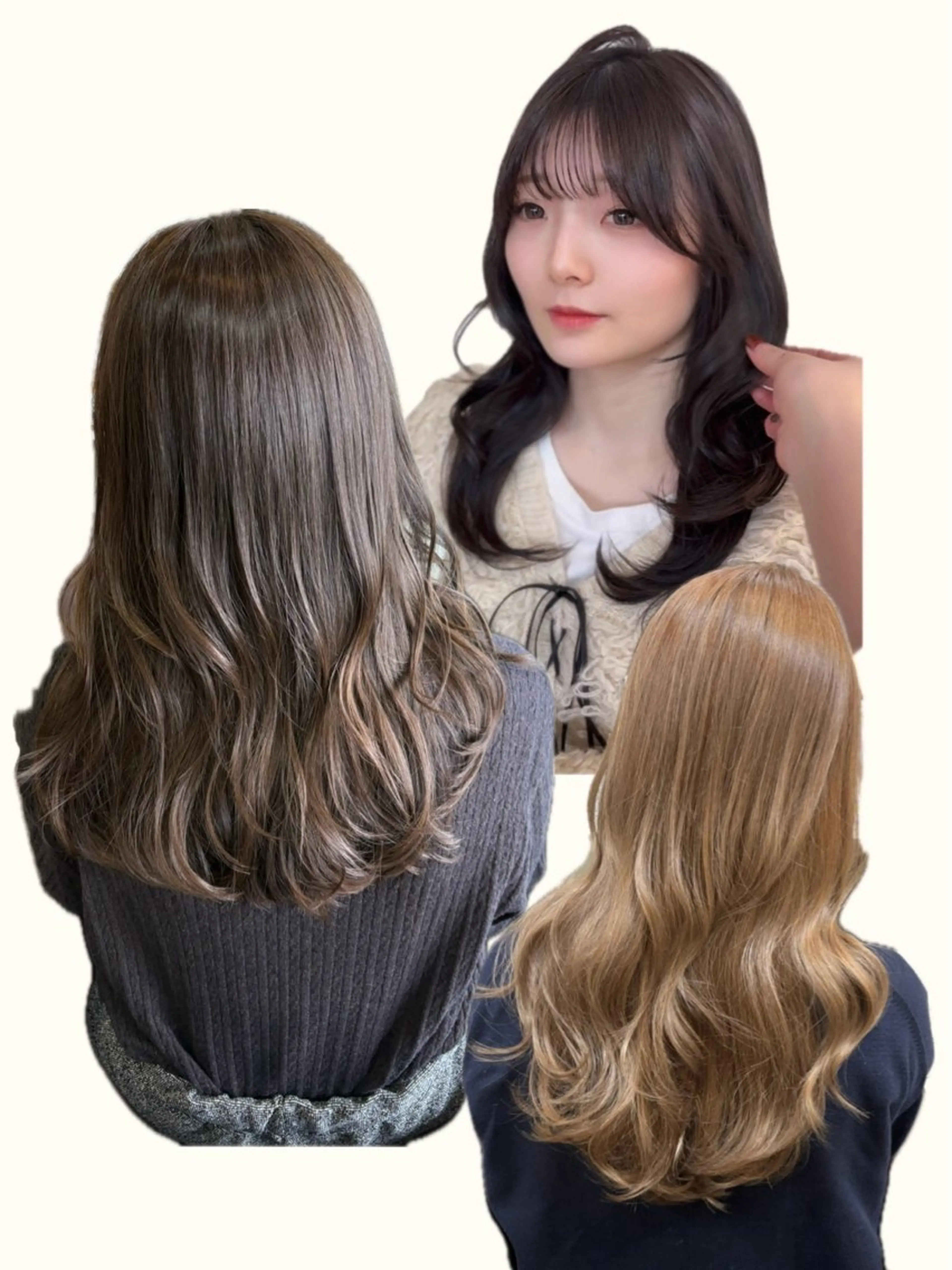 ロング カラー カット ヘアカラー トリートメント 🤎韓国ヘア ベージュ まゆか🤎のヘアスタイル