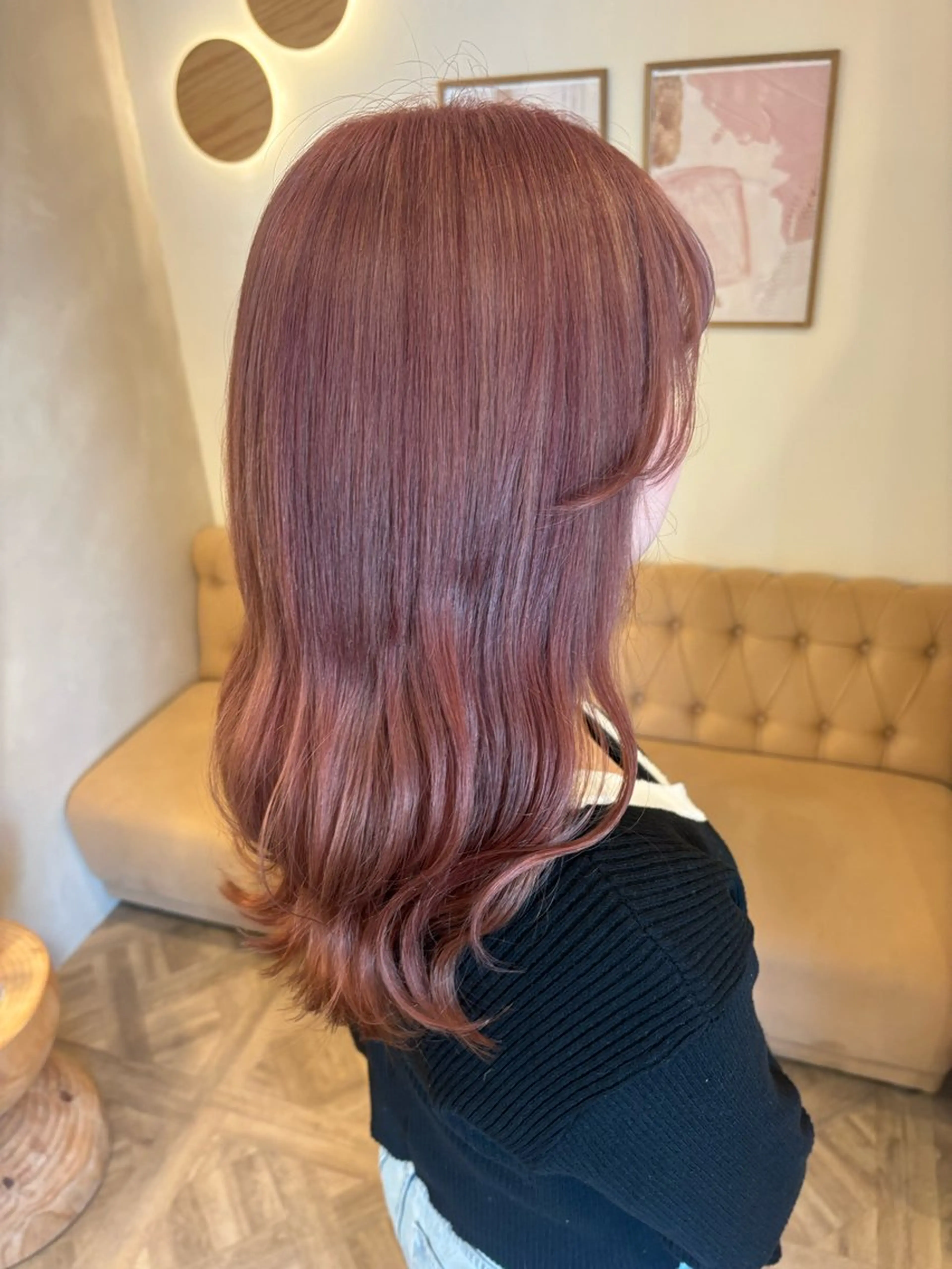 セミロング カラー ヘアカラー トリートメント ミルクティ/ピンク/ レイヤー/yuriaのヘアスタイル