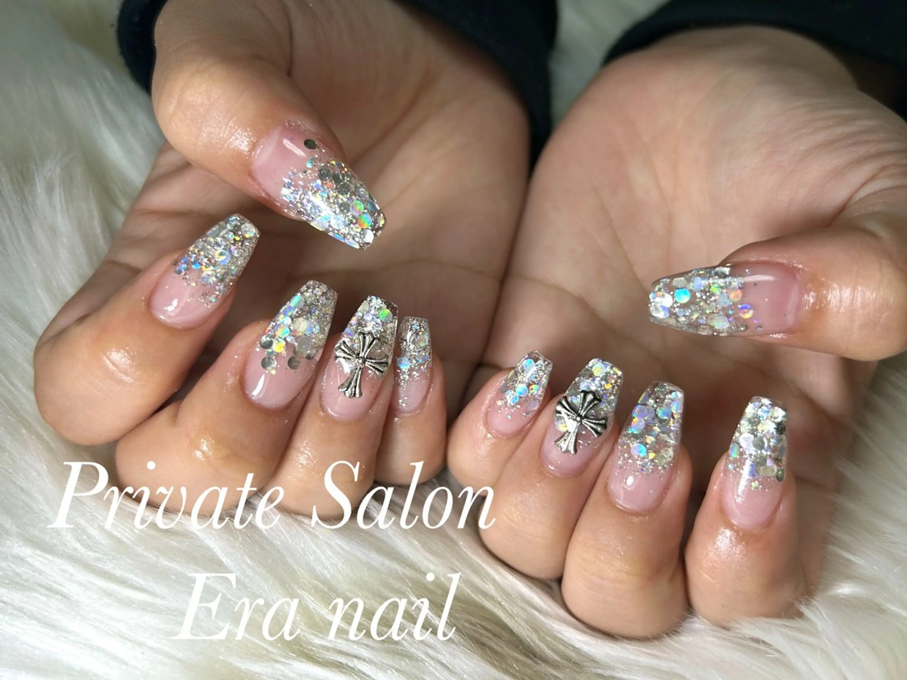 ネイル グラデーション ラメ(グリッター) ラメグラデーション スカルプネイル Era nailのネイルデザイン