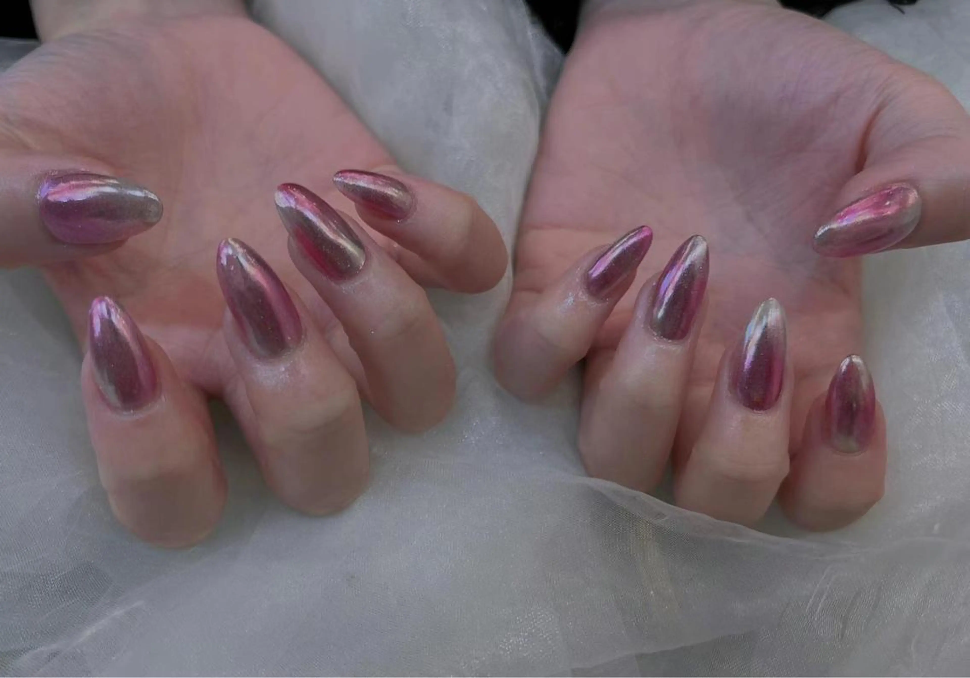 ネイル キラキラネイル ミラーネイル ピンク シルバー Babarla Nailのネイルデザイン