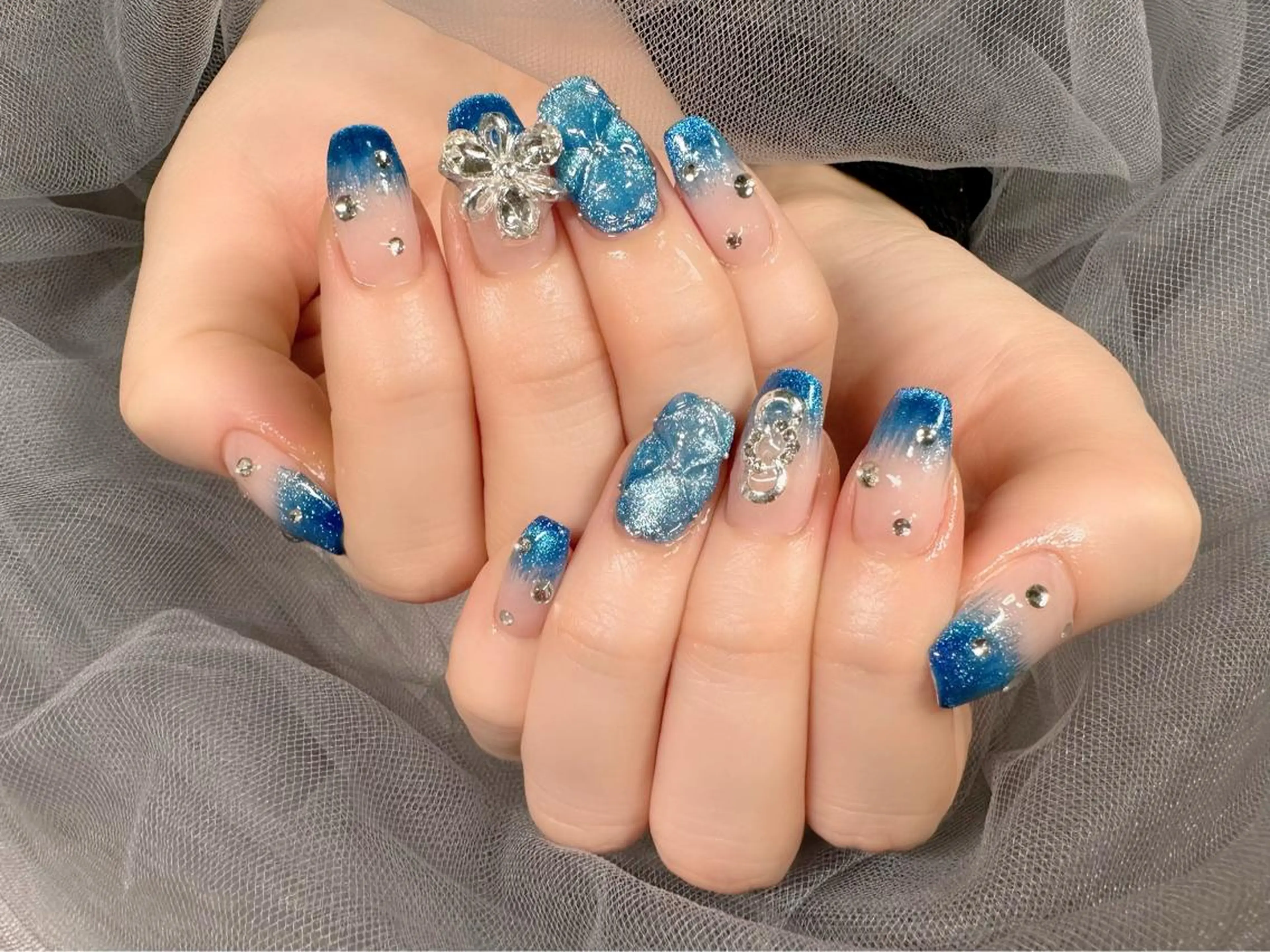 ネイル ブルー マグネットネイル ハンドネイル KURELLY所属・Nail Salon KURELLYのネイルデザイン