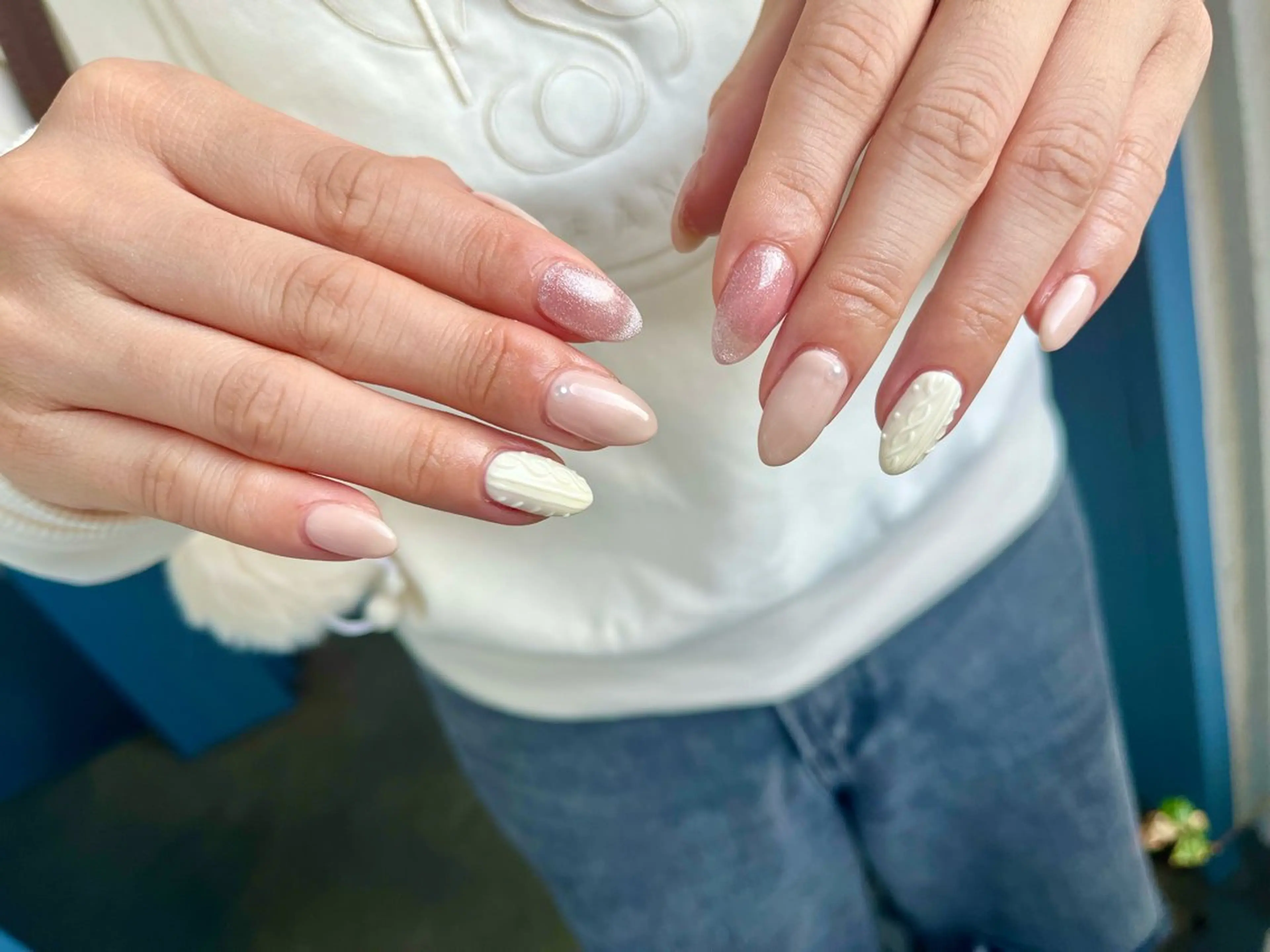 ネイル オーロラネイル フットネイル フレンチネイル ジェルネイル 韓国ネイル ハンドネイル kiki nail たまプラーザのネイルデザイン