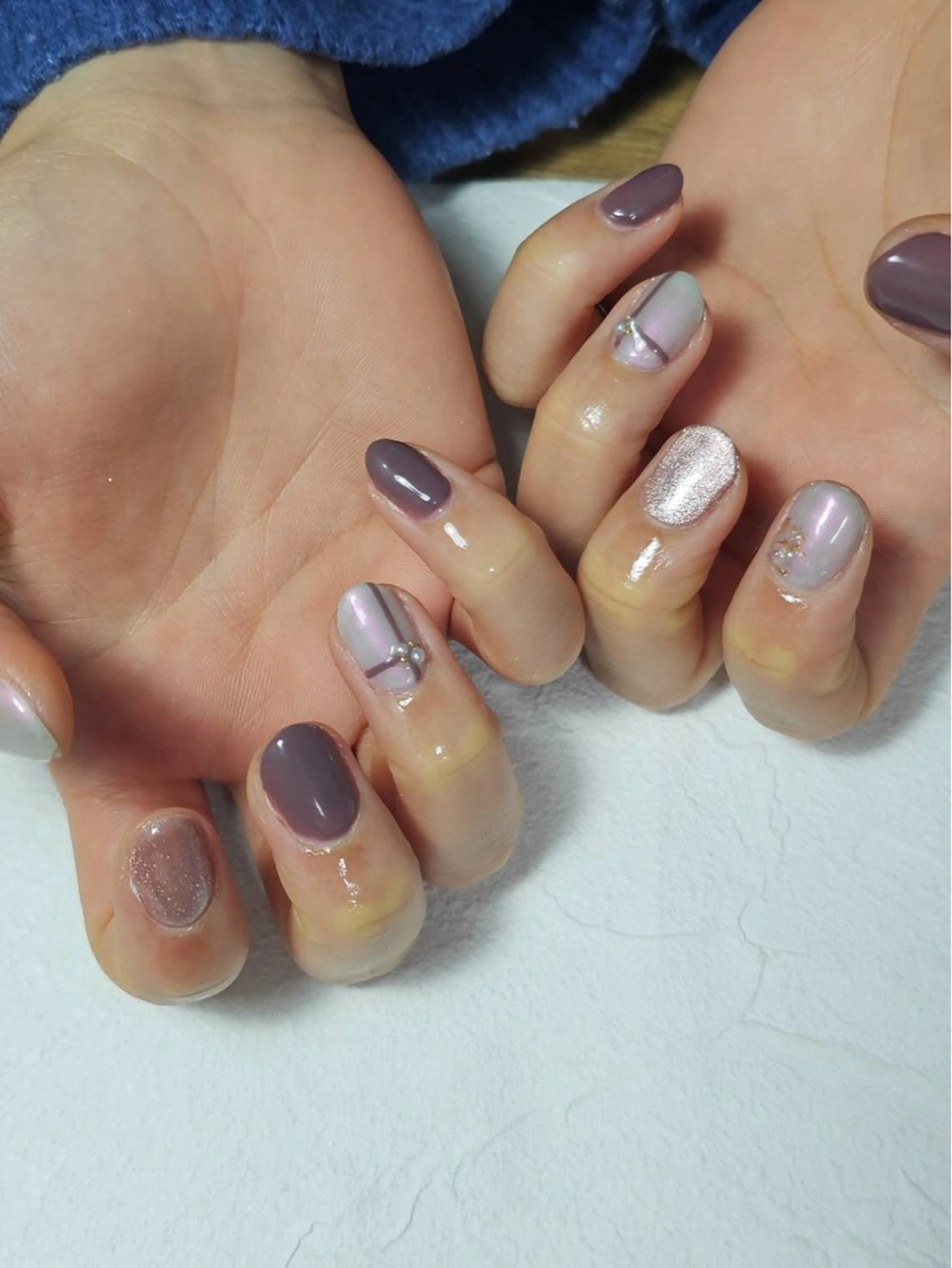 ネイル オーロラネイル フットネイル フレンチネイル ジェルネイル 韓国ネイル ハンドネイル Mogu nail 二子玉川のネイルデザイン