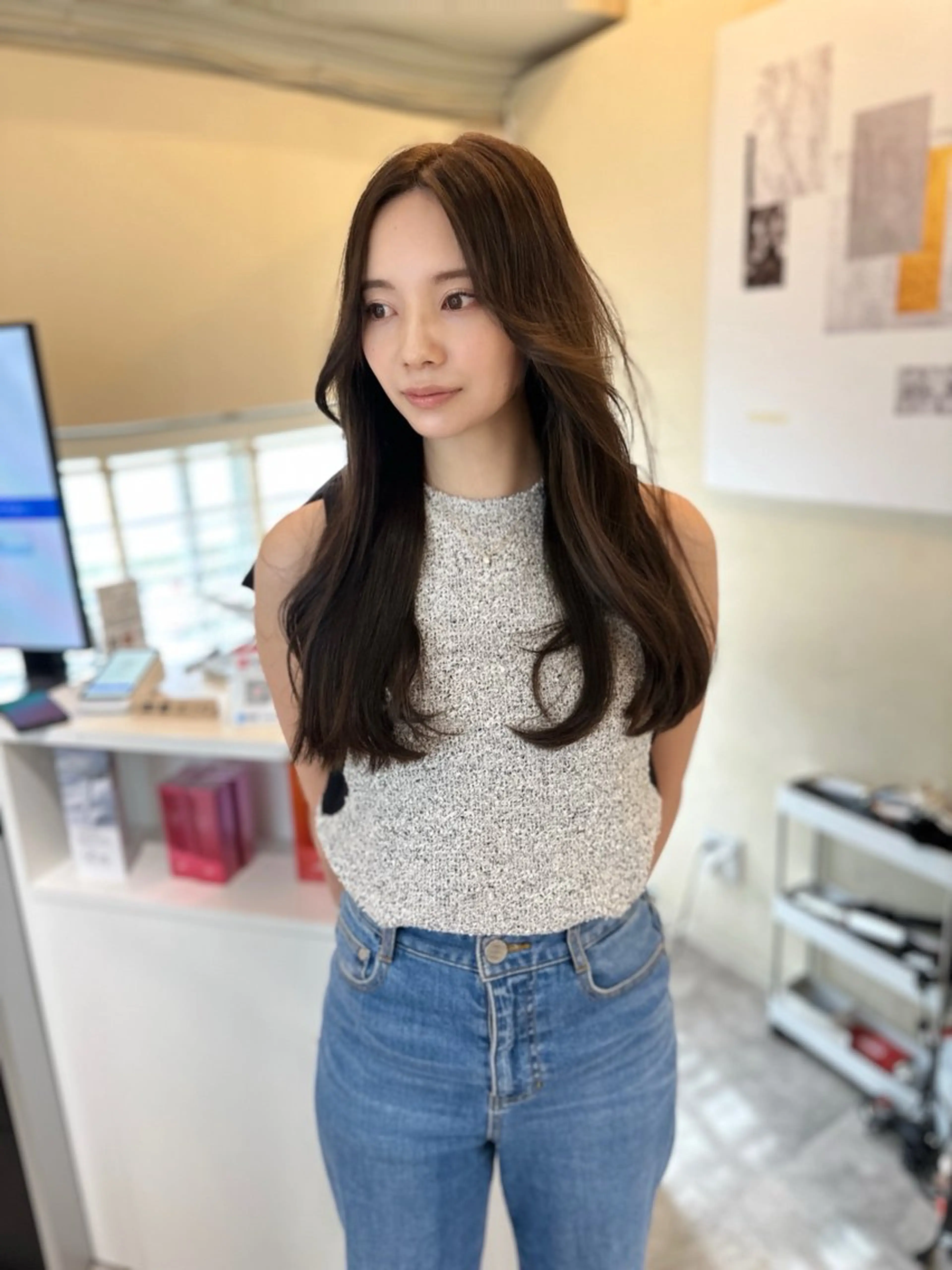 ロング カラー アディクシーカラー バレイヤージュ ブリーチ デザインカラー ダブルカラー カット ヘアカラー トリートメント opus 店長大和 レイヤー/赤み消しのヘアスタイル