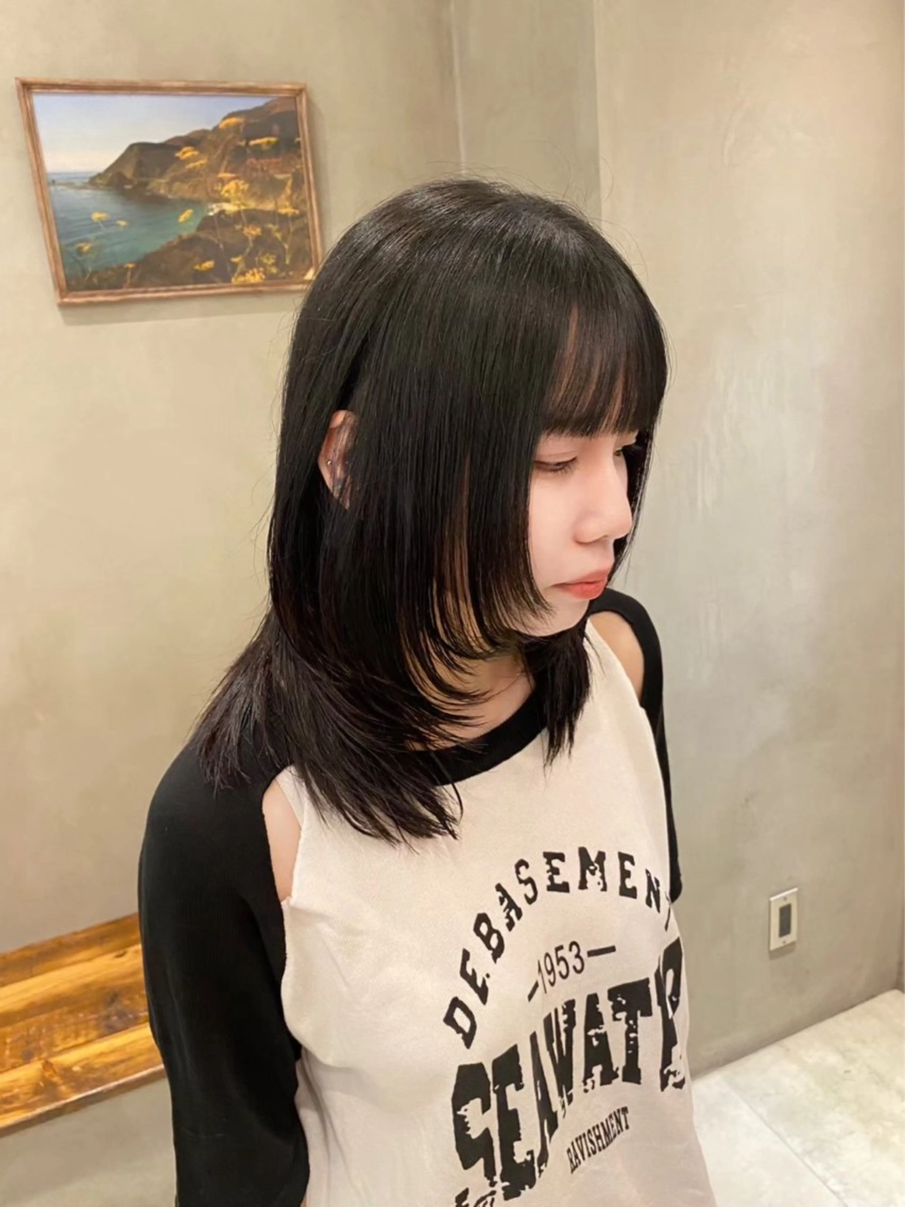 ミディアム カラー 渋谷/レイヤーボブ・ 韓国ボブ特化/楓のヘアスタイル