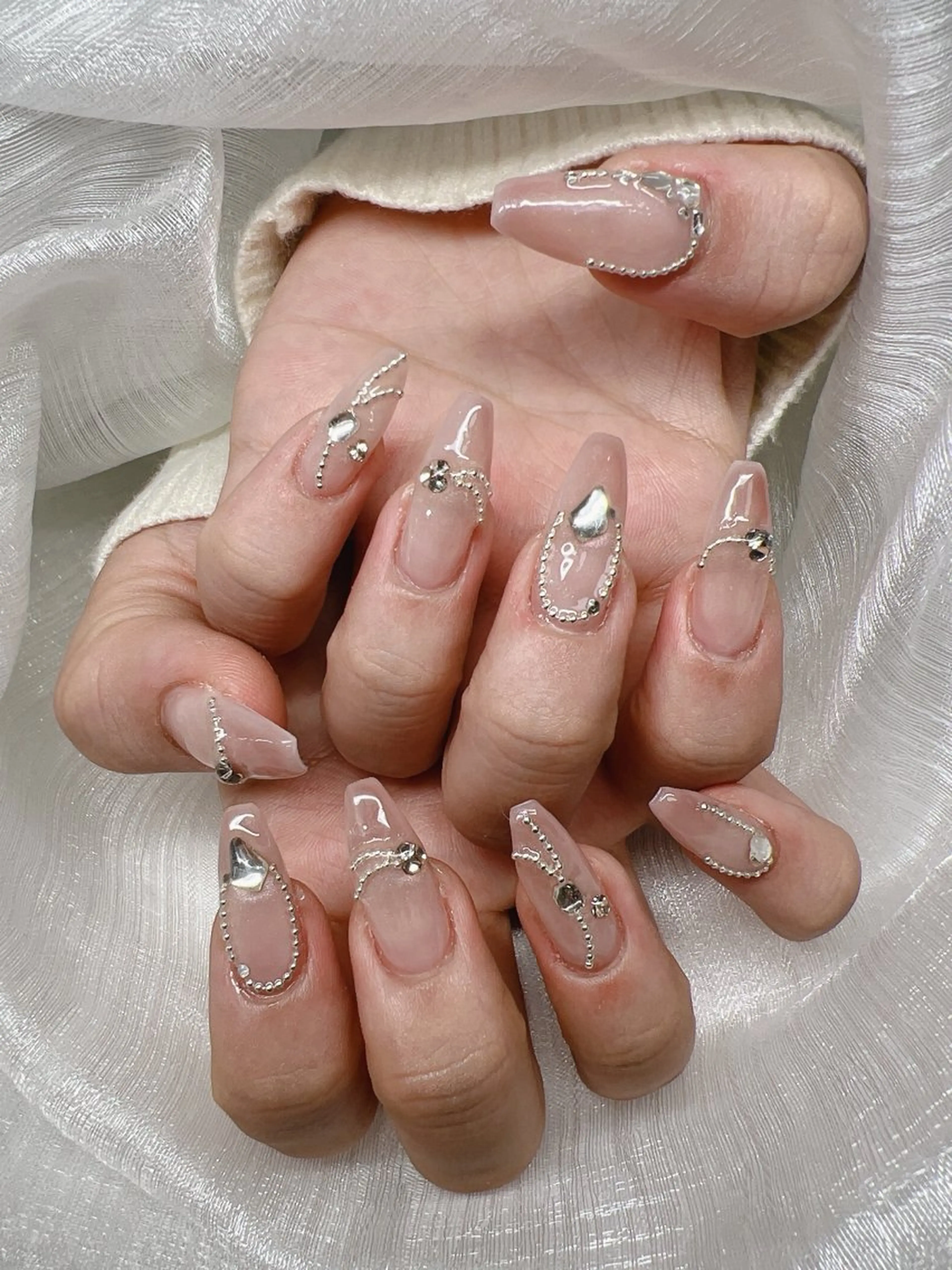 ネイル 長さ出し グラデーション 卒業式 キラキラネイル マグネットネイル ハンドネイル Lee Nails チップ長さだし専門店のネイルデザイン