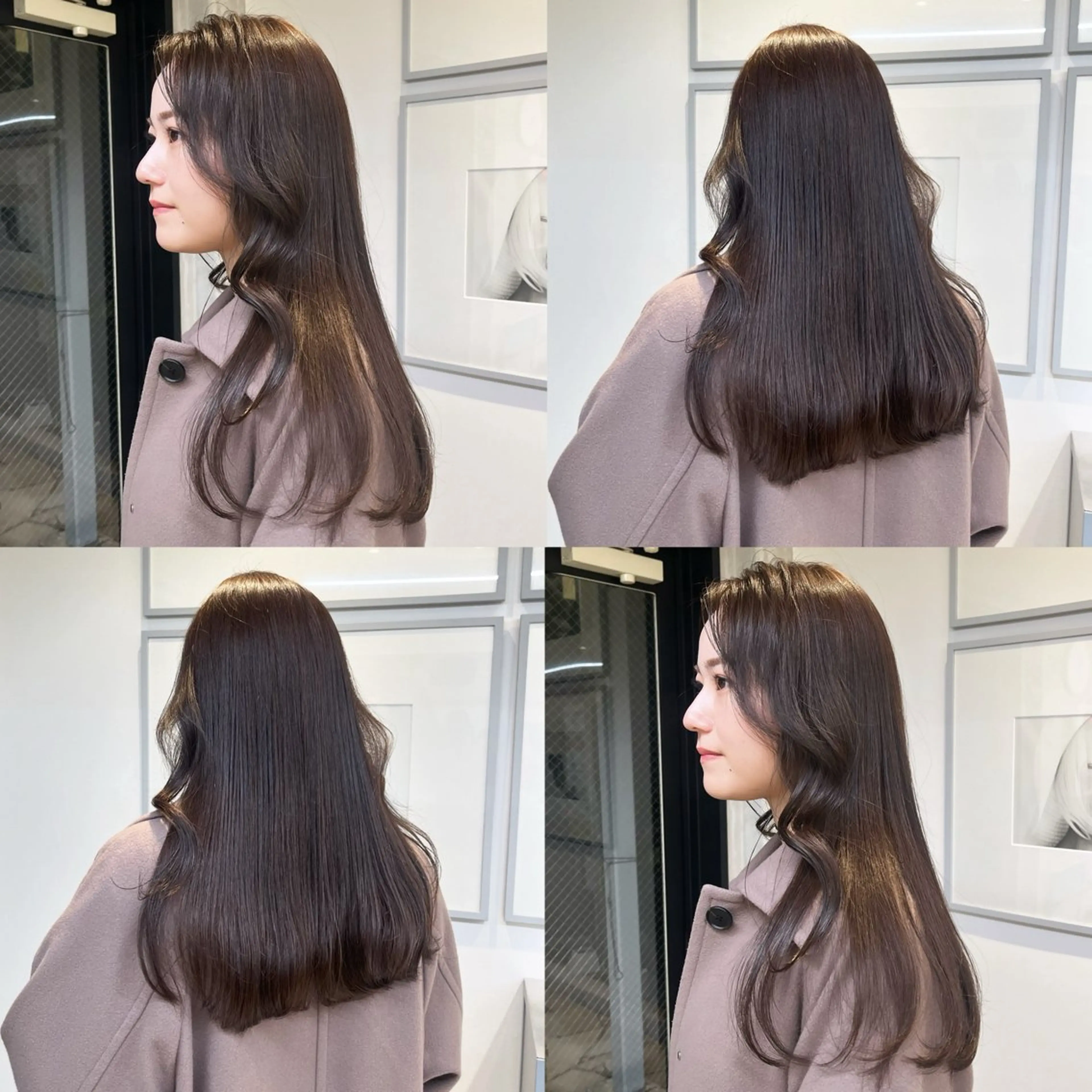 セミロング カラー ベージュカラー ブラウンカラー ブラウンベージュ ショコラブラウン 透明感カラー カット ヘアカラー トリートメント ヘッドスパ ヘアセット カジュアルを女っぽく 𝗮𝘆𝗮𝗰𝗼のヘアスタイル