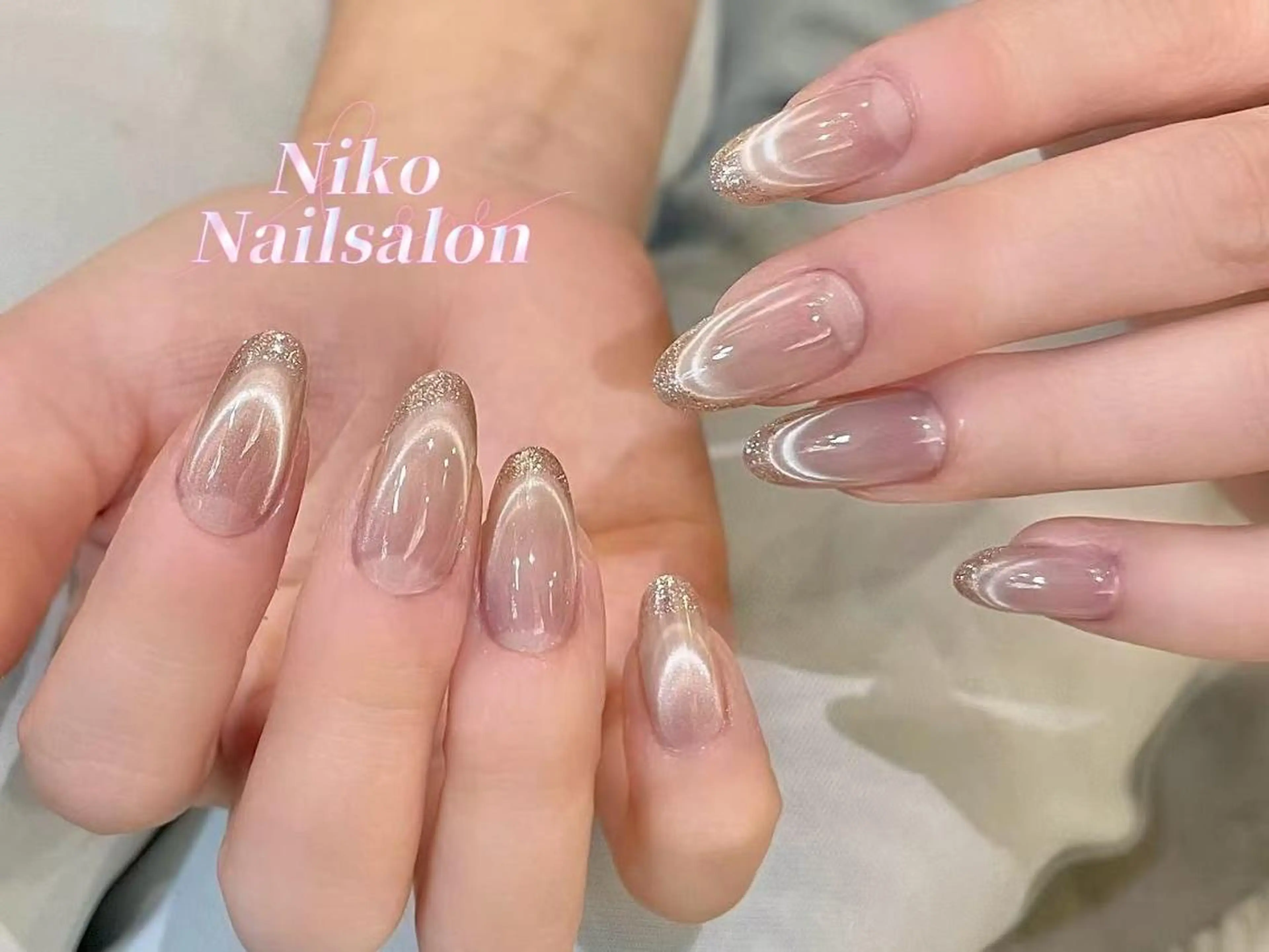 ネイル 長さ出し フットネイル フレンチネイル ジェルネイル ガラスフレンチ サカモト リナのネイルデザイン