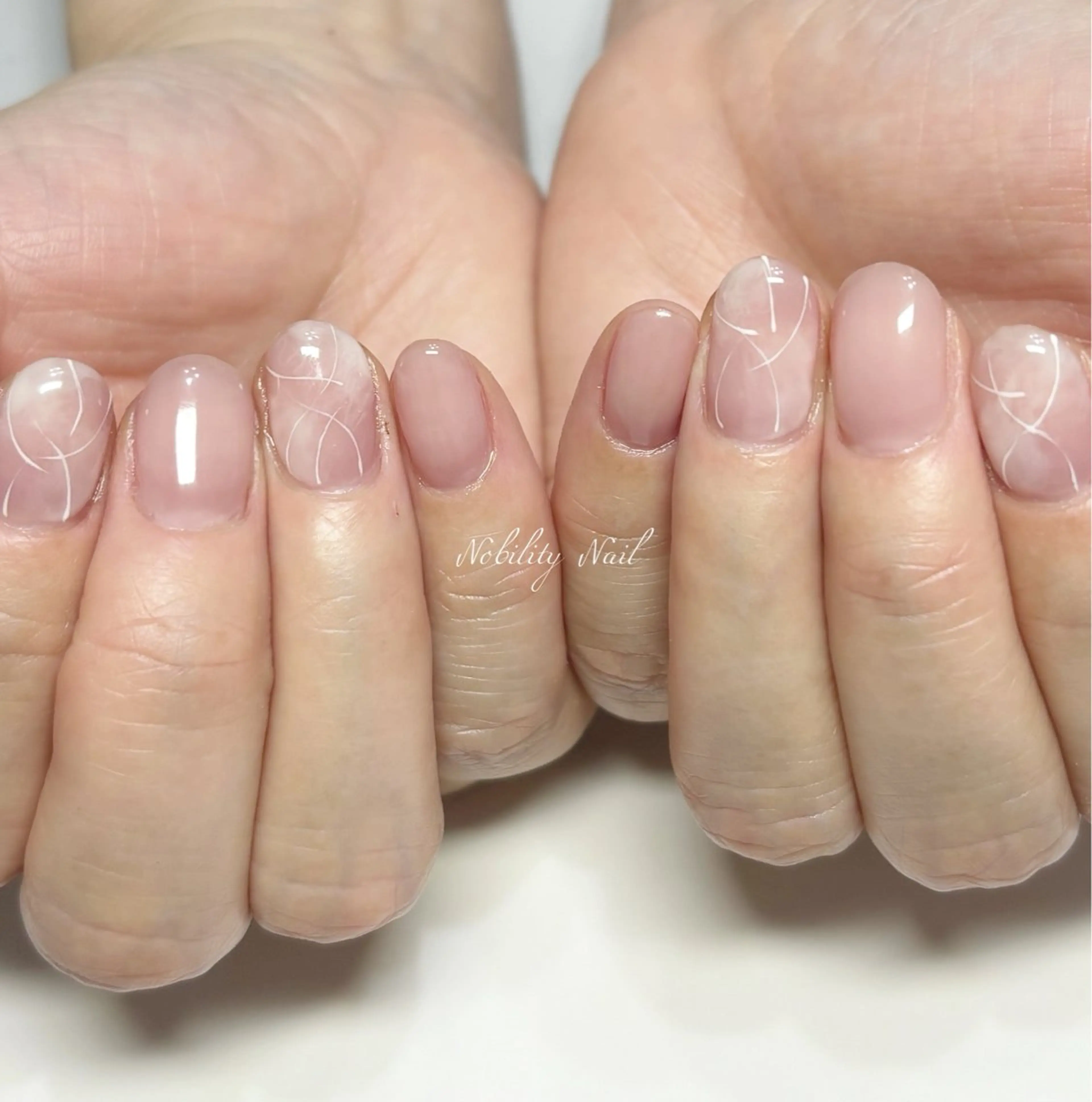 ネイル ピンク ホワイト ネイルサロンNobilityNail所属・風口 麻由子のネイルデザイン
