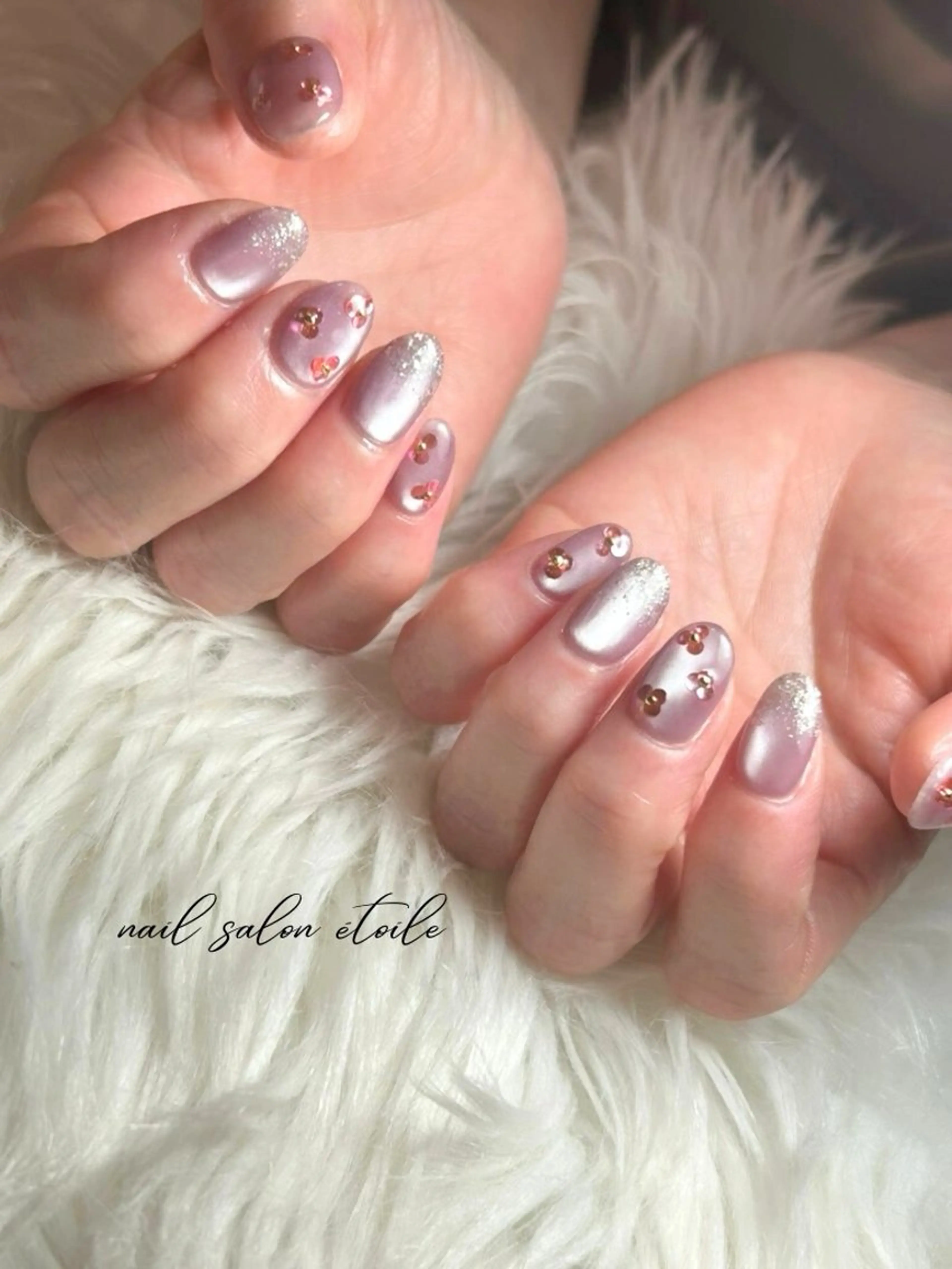 ネイル フラワーネイル 氷ネイル・うるうるネイル マグネットネイル ハンドネイル nail salon étoileのネイルデザイン