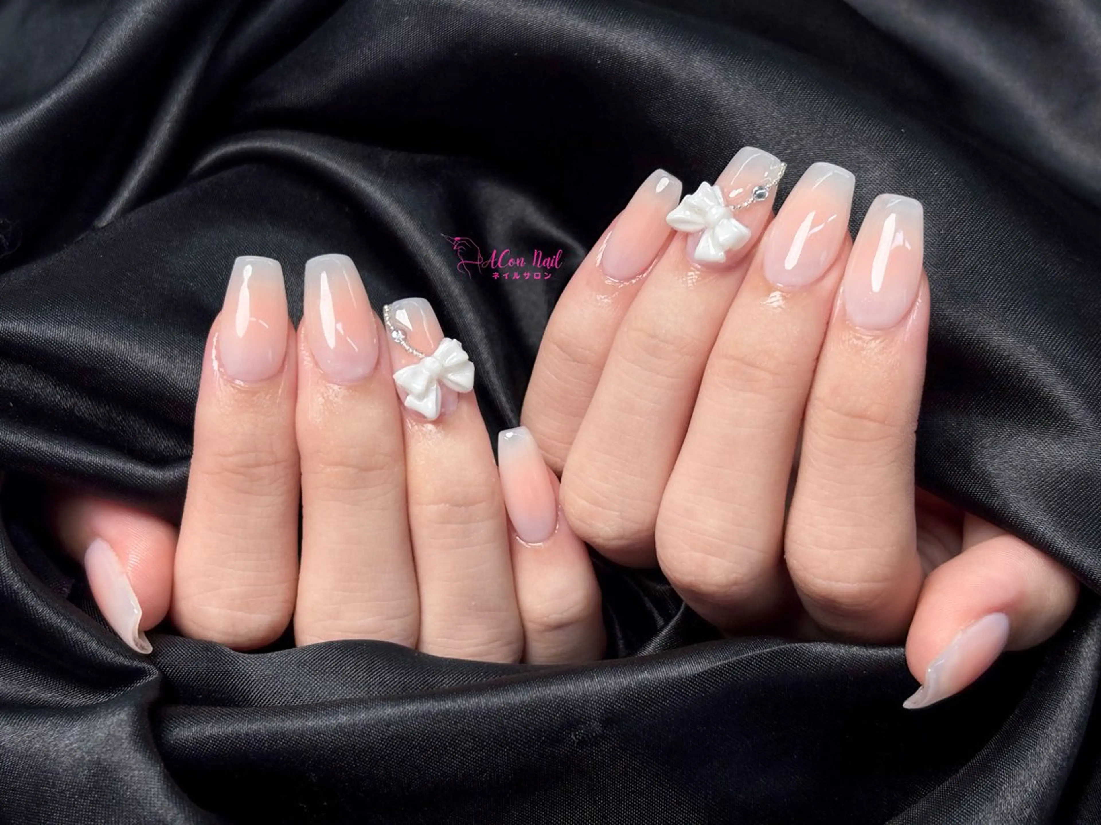 ネイル 桜ネイル 長さ出し フラワーネイル フレンチネイル ジェルネイル ハンドネイル AConNailSalon所属・ACon NailSalonのネイルデザイン