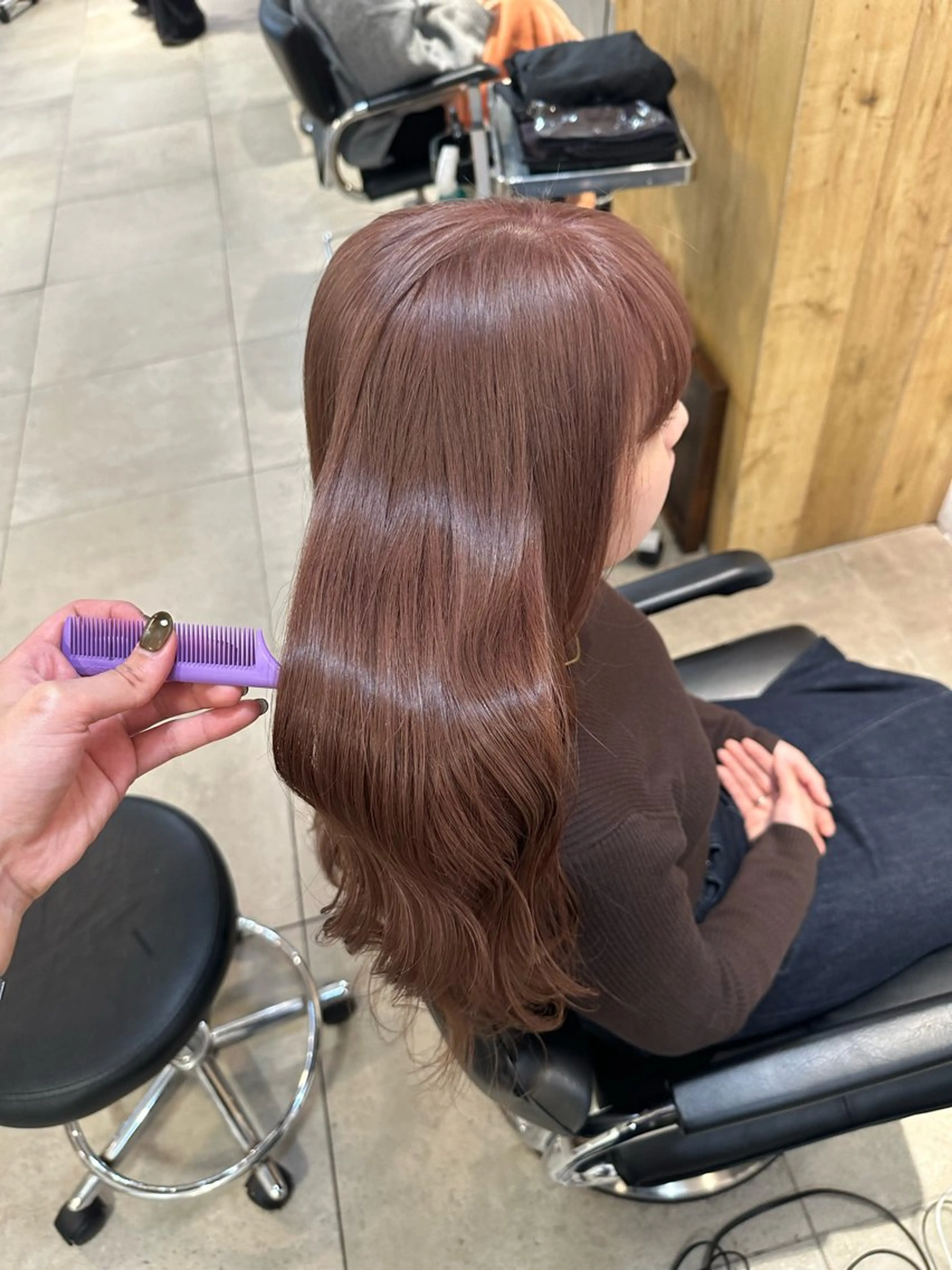 ロング カラー ベージュカラー ダブルカラー ピンクカラー ピンクベージュ 縮毛矯正/カラー ✨️Mariamuのヘアスタイル